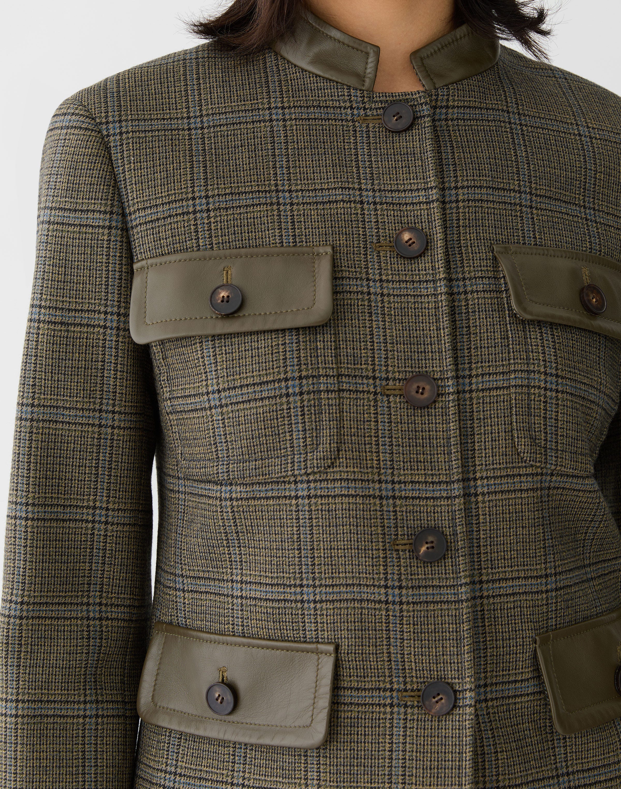 Wool Glen Plaid Cropped Jacket