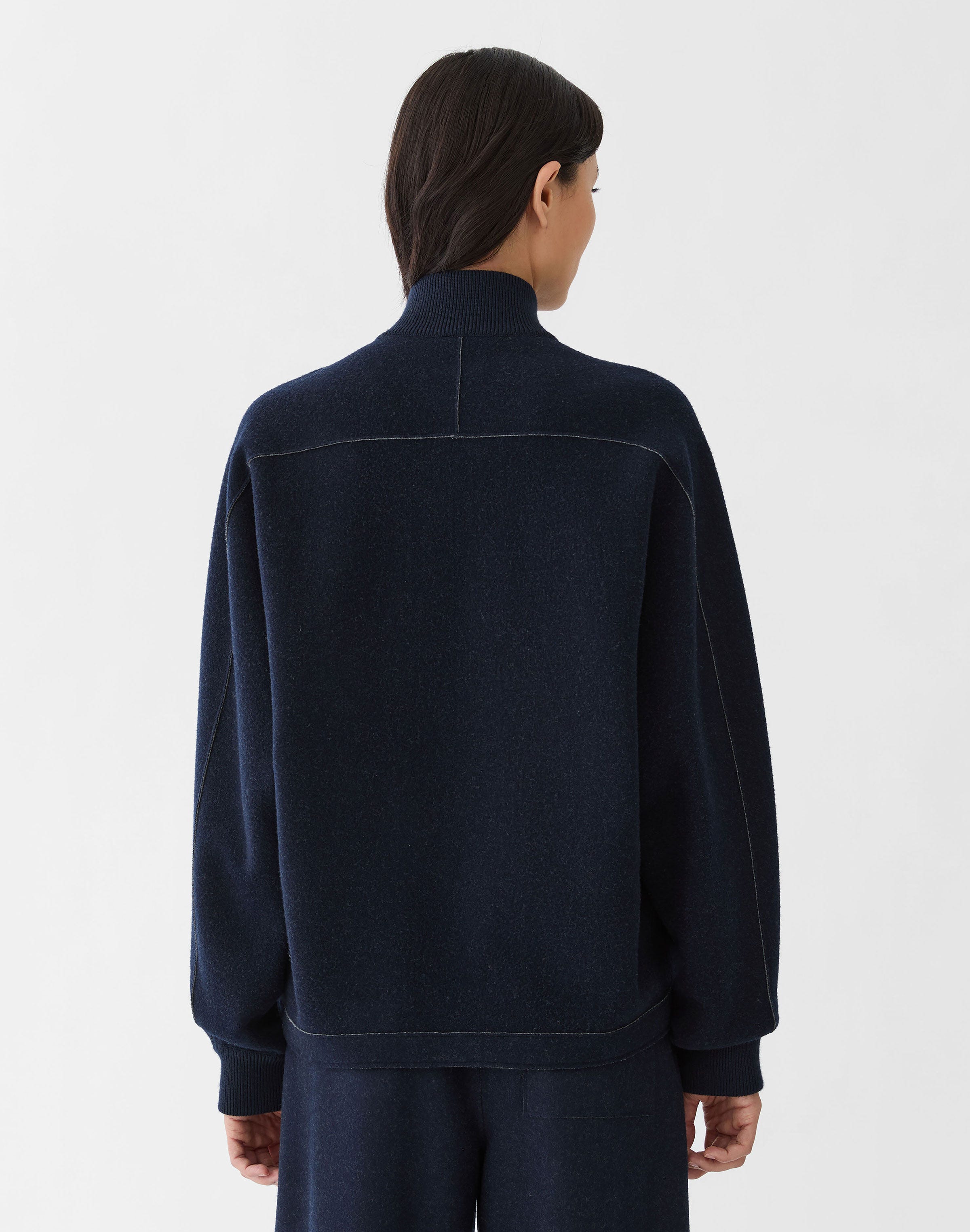 Wool-Cashmere Double Knit Reversible Bomber Jacket