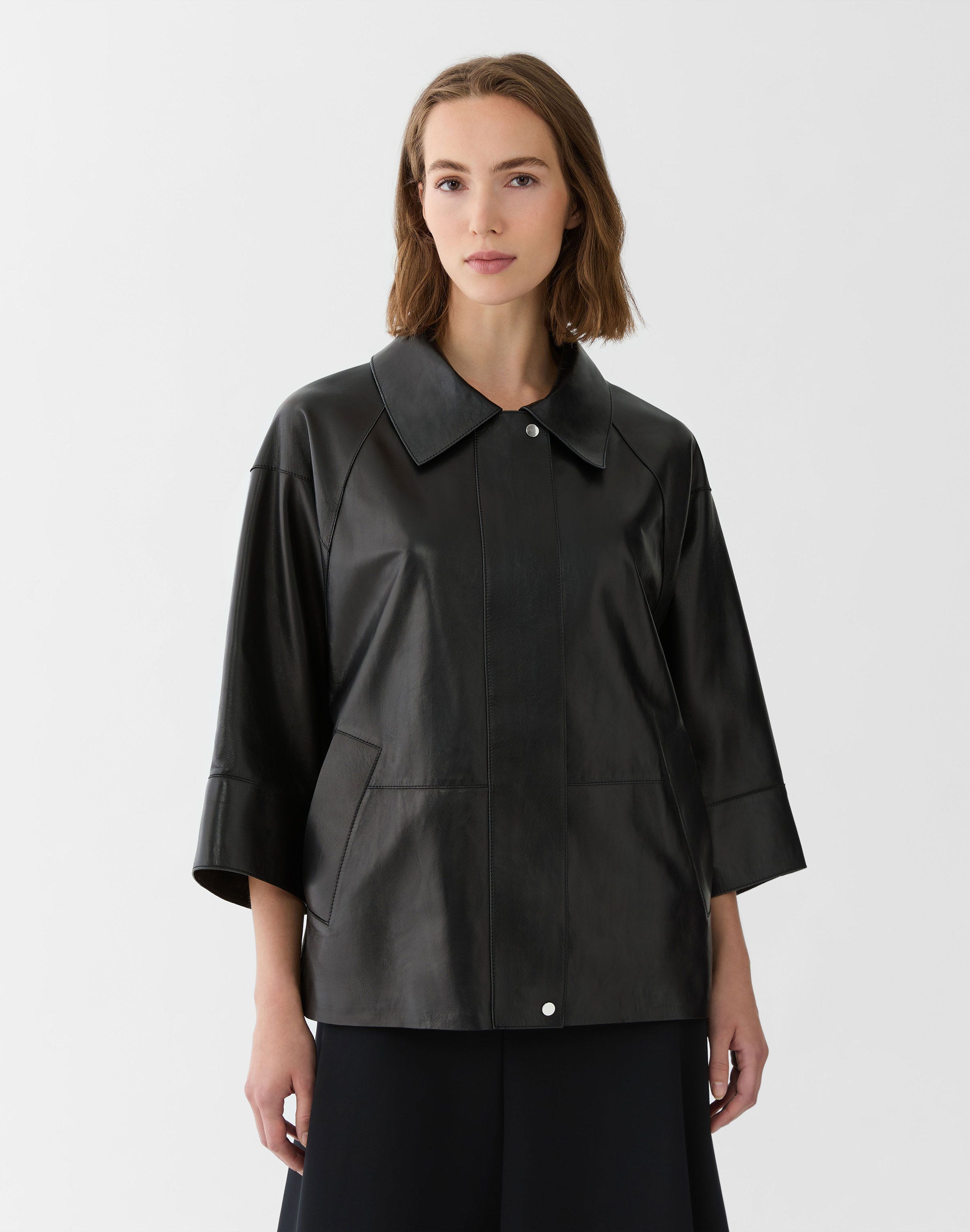 Nappa Leather Tab Collar Jacket