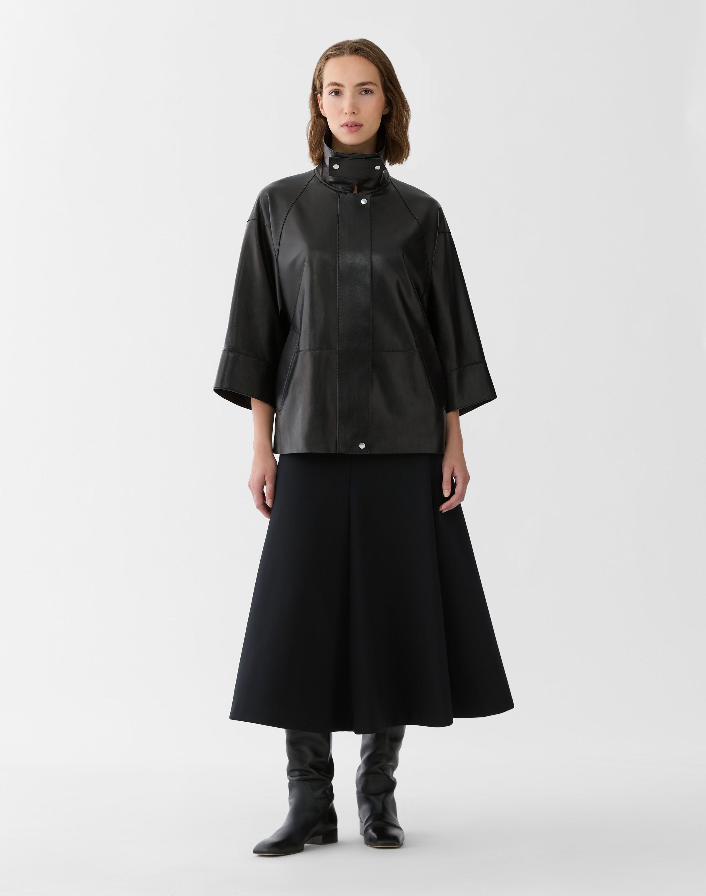 Nappa Leather Tab Collar Jacket