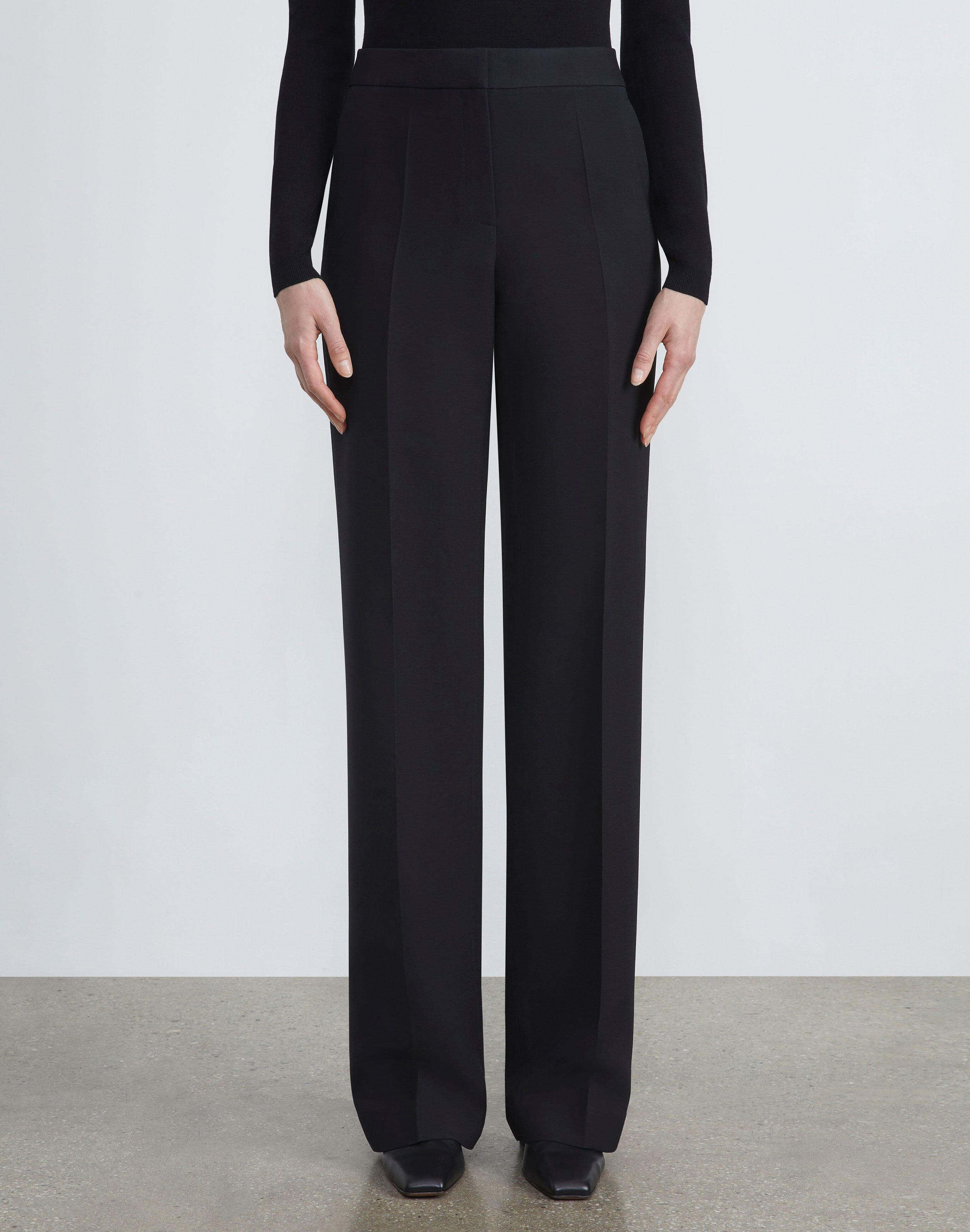 Wool-Silk Crepe Gates Pant