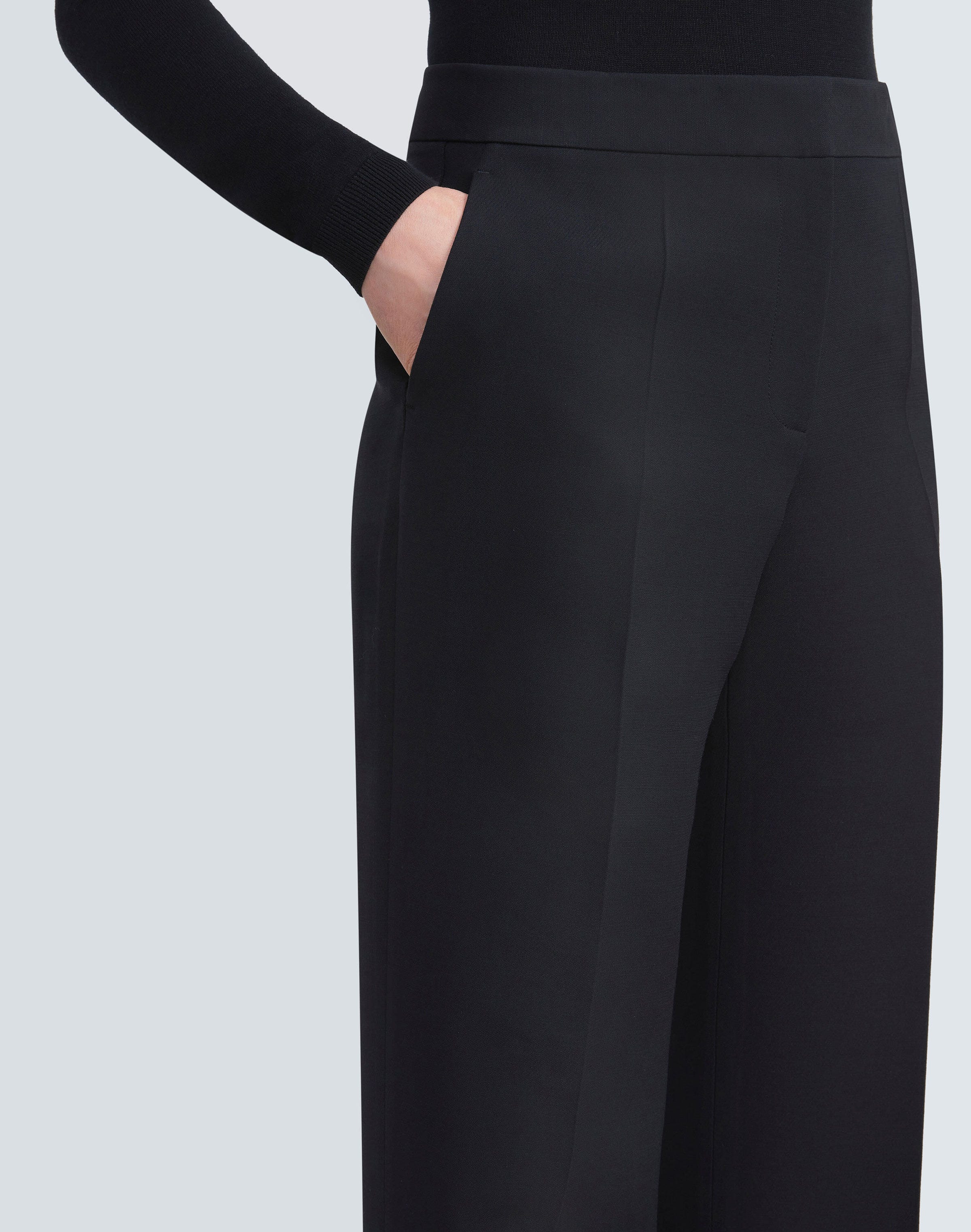 Wool-Silk Crepe Gates Pant