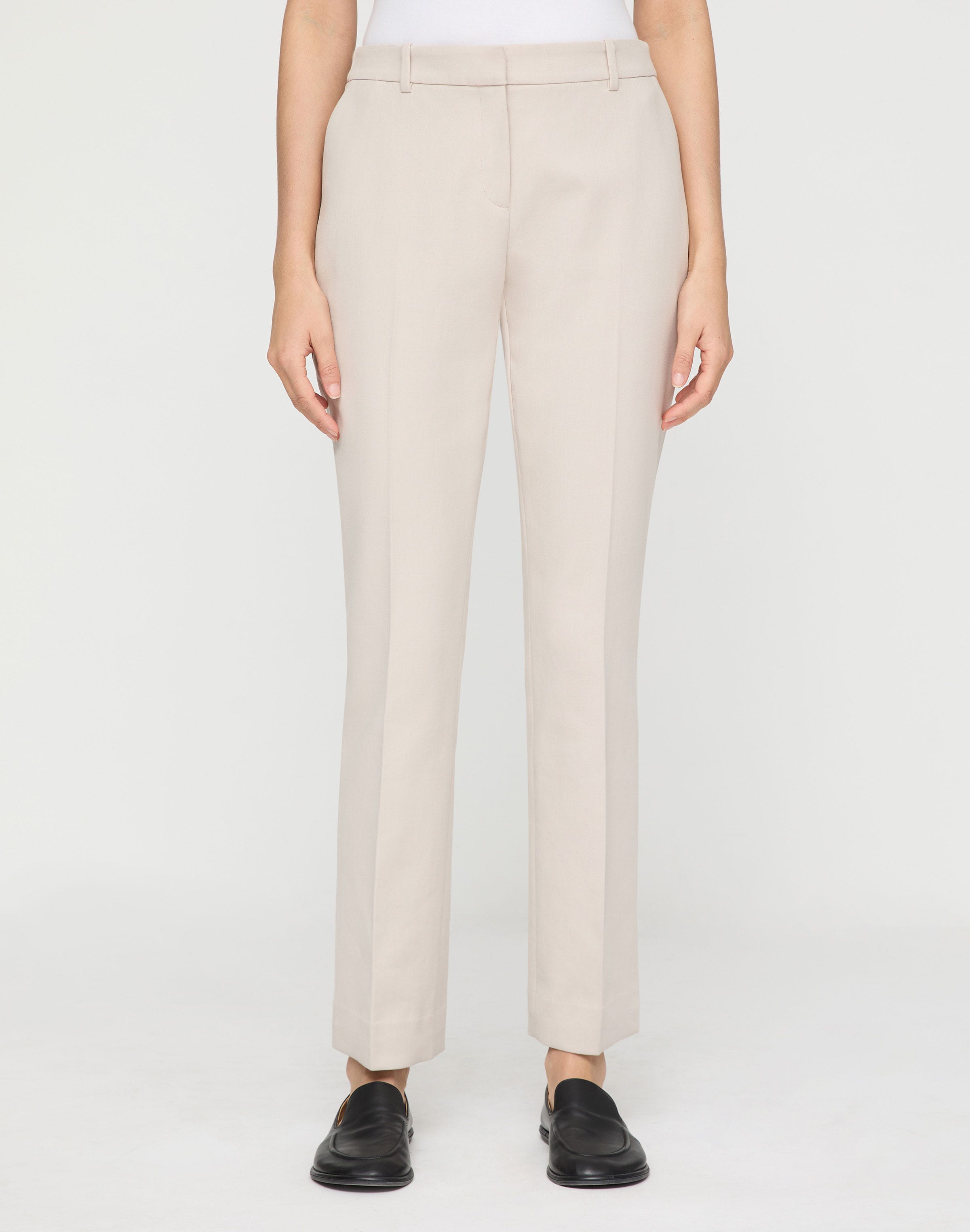 Petite Cotton Double Weave Twill Manhattan Cigarette Pant