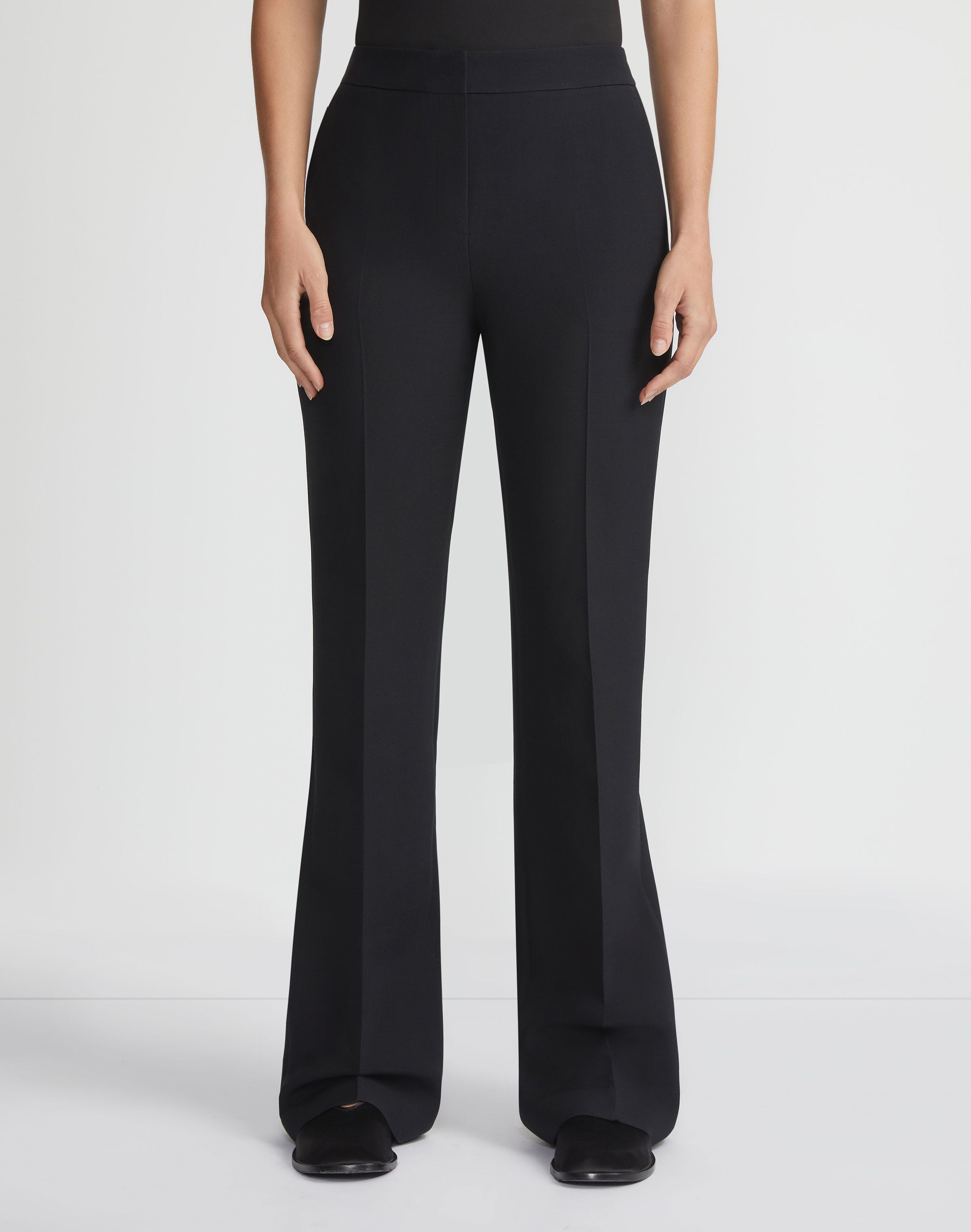 Wool-Silk Crepe Saint Marks Flared Pant