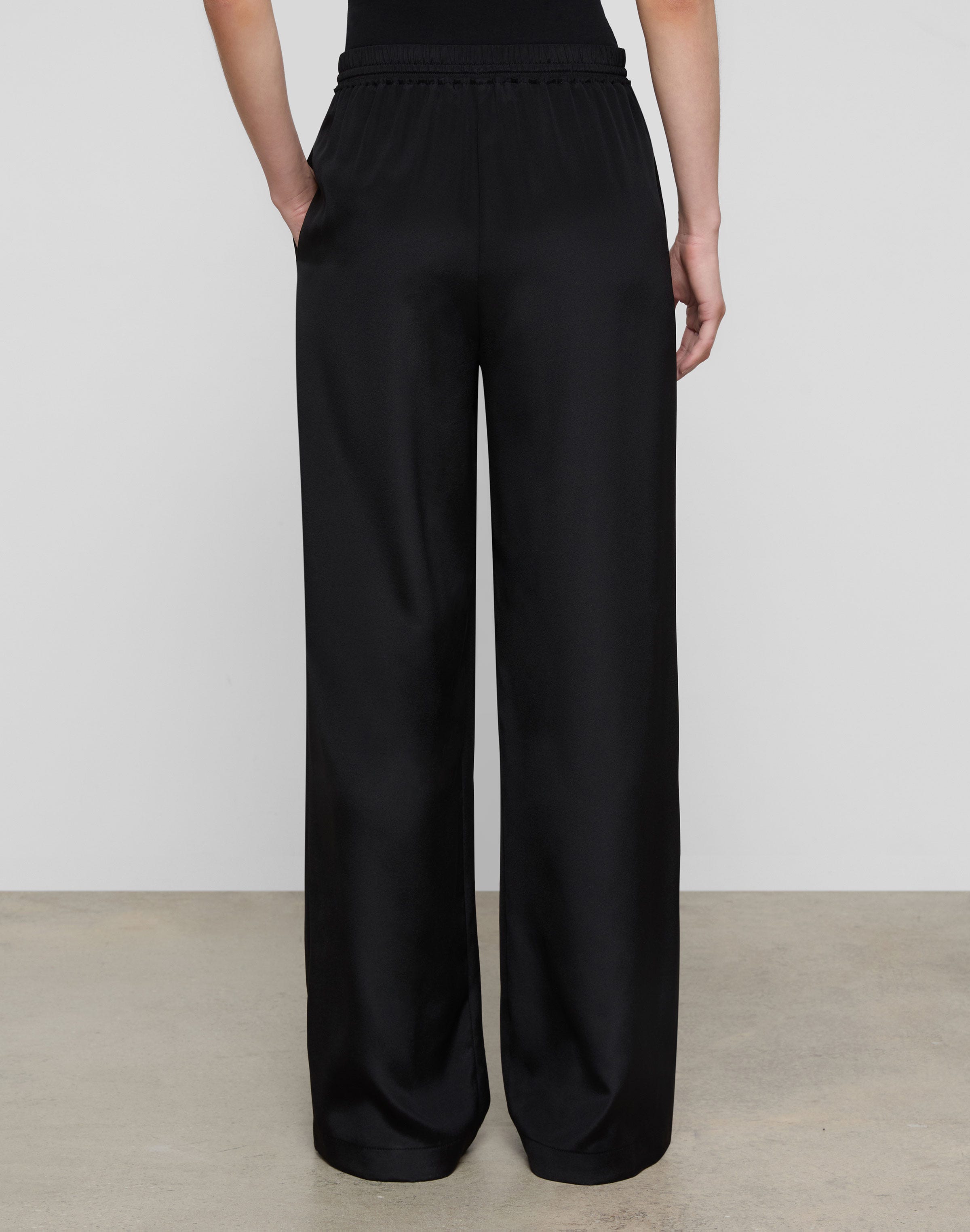 Plus-Size Organic Silk Stretch Georgette Penn Wide Leg Pant