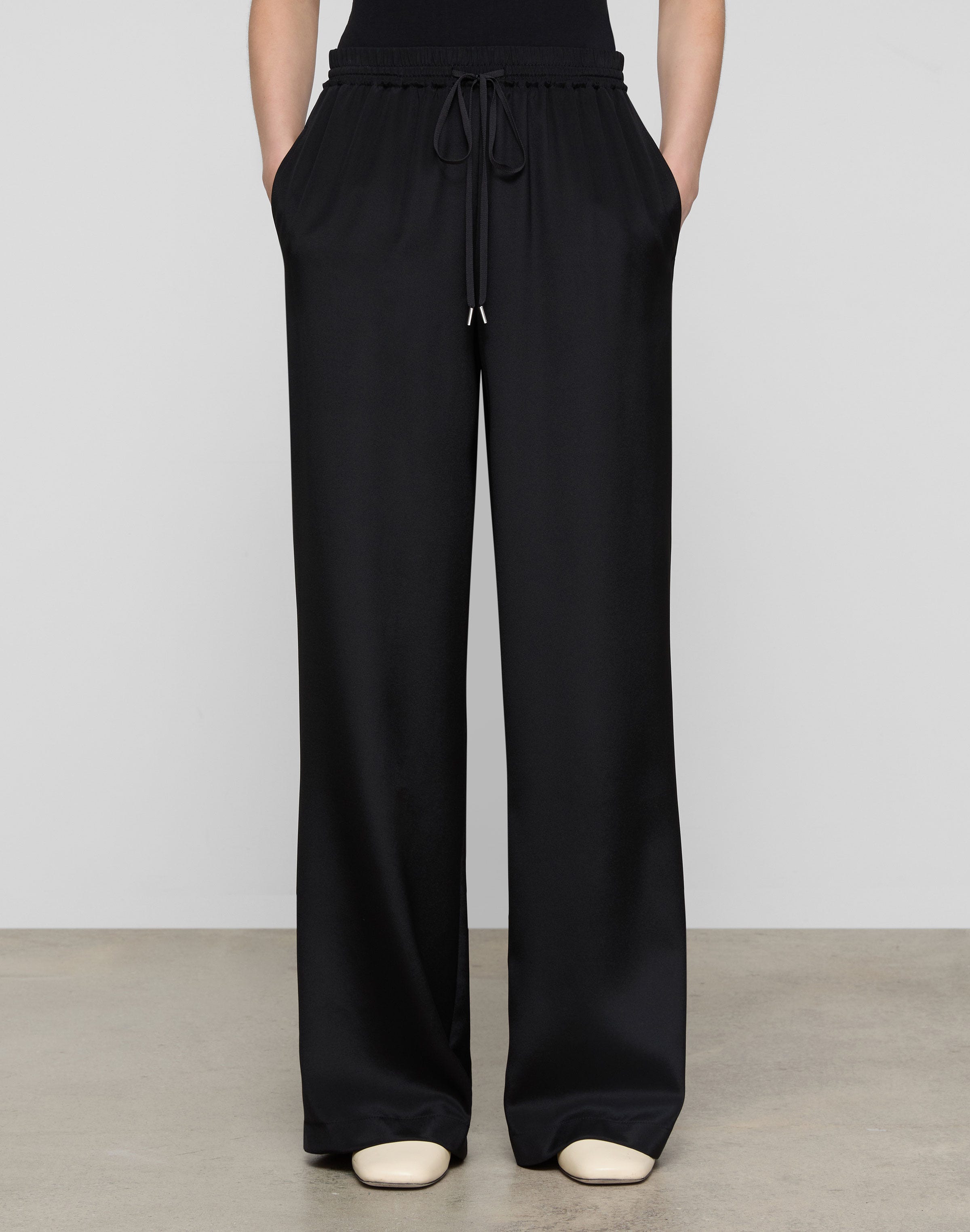 Plus-Size Organic Silk Stretch Georgette Penn Wide Leg Pant
