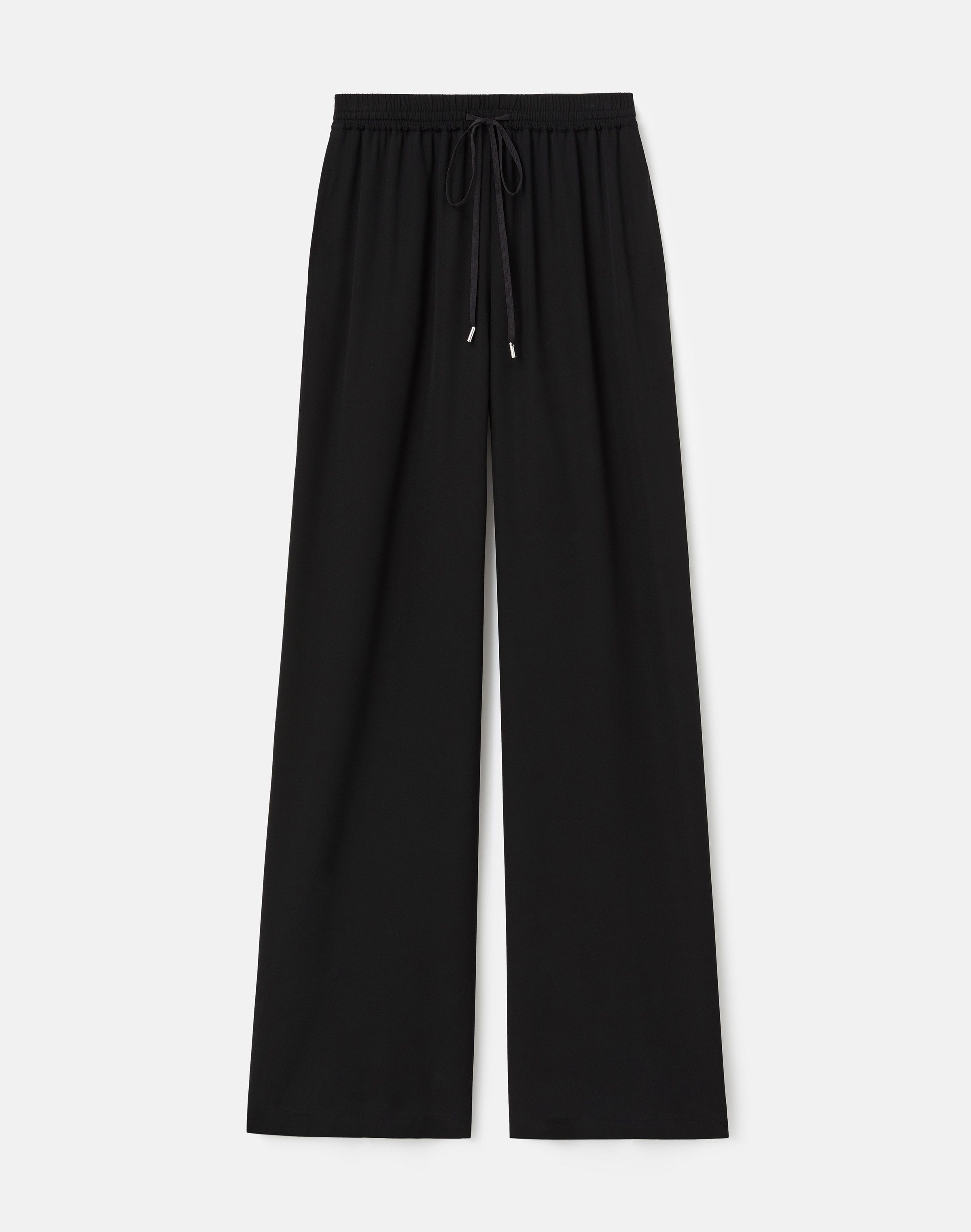 Plus-Size Organic Silk Stretch Georgette Penn Wide Leg Pant