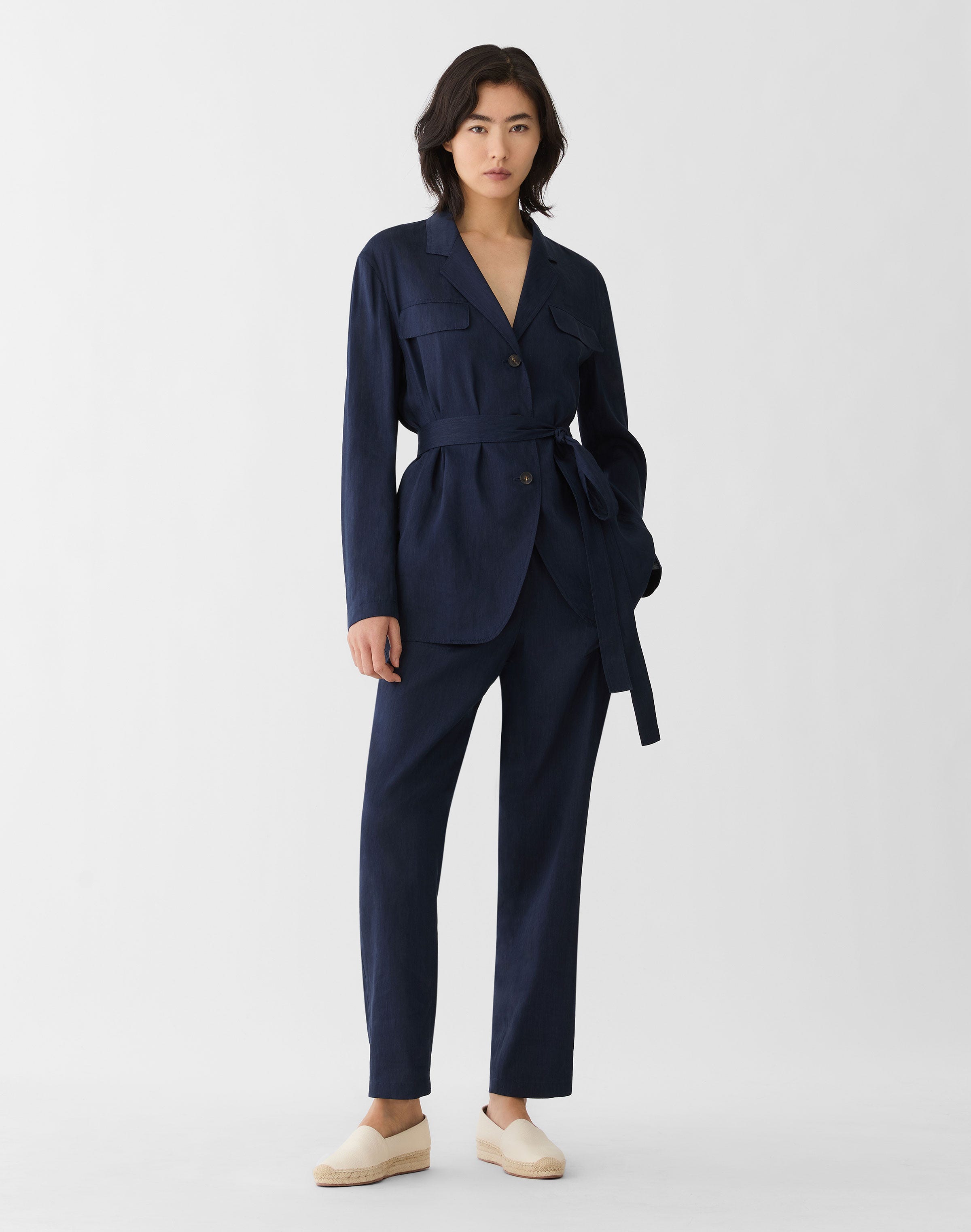 Linen-Viscose Jones Straight Ankle Pant