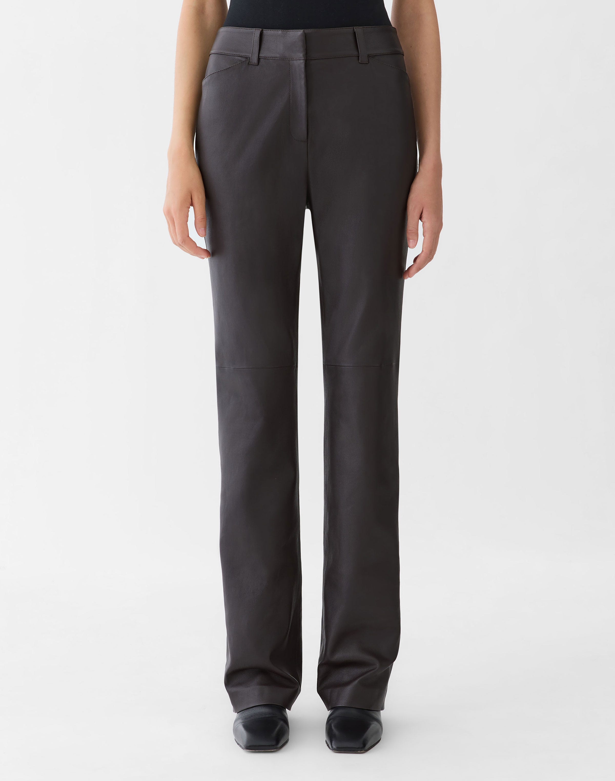 Stretch Nappa Leather Bond Straight Pant