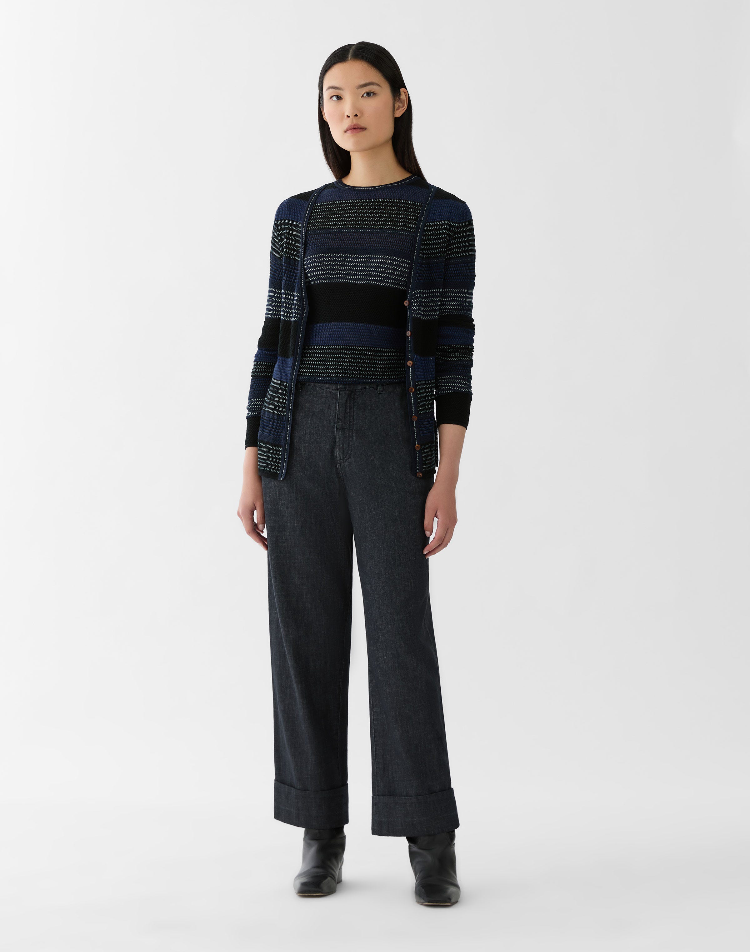 Chambray Highline Straight Ankle Pant