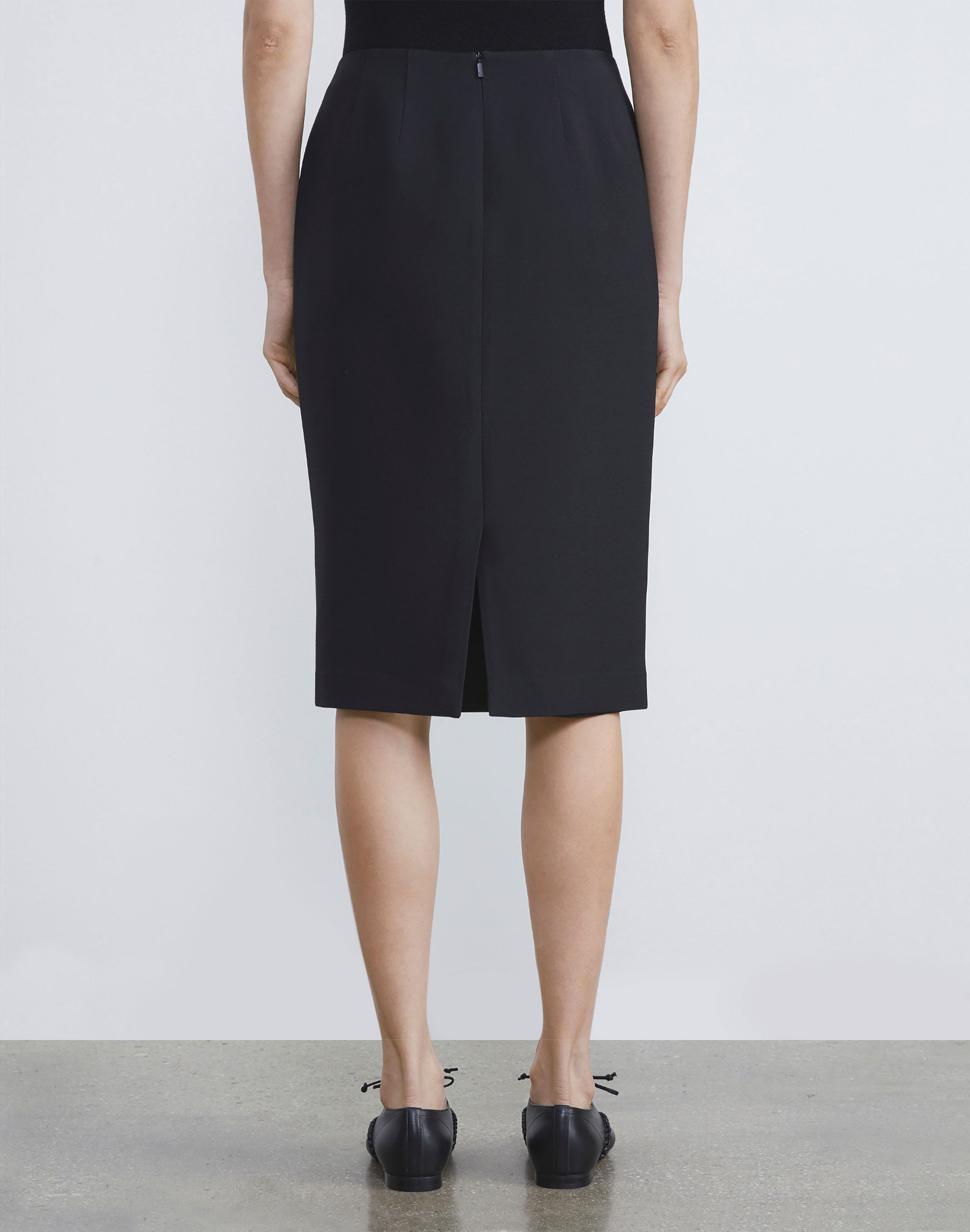 Wool-Silk Crepe Pencil Skirt