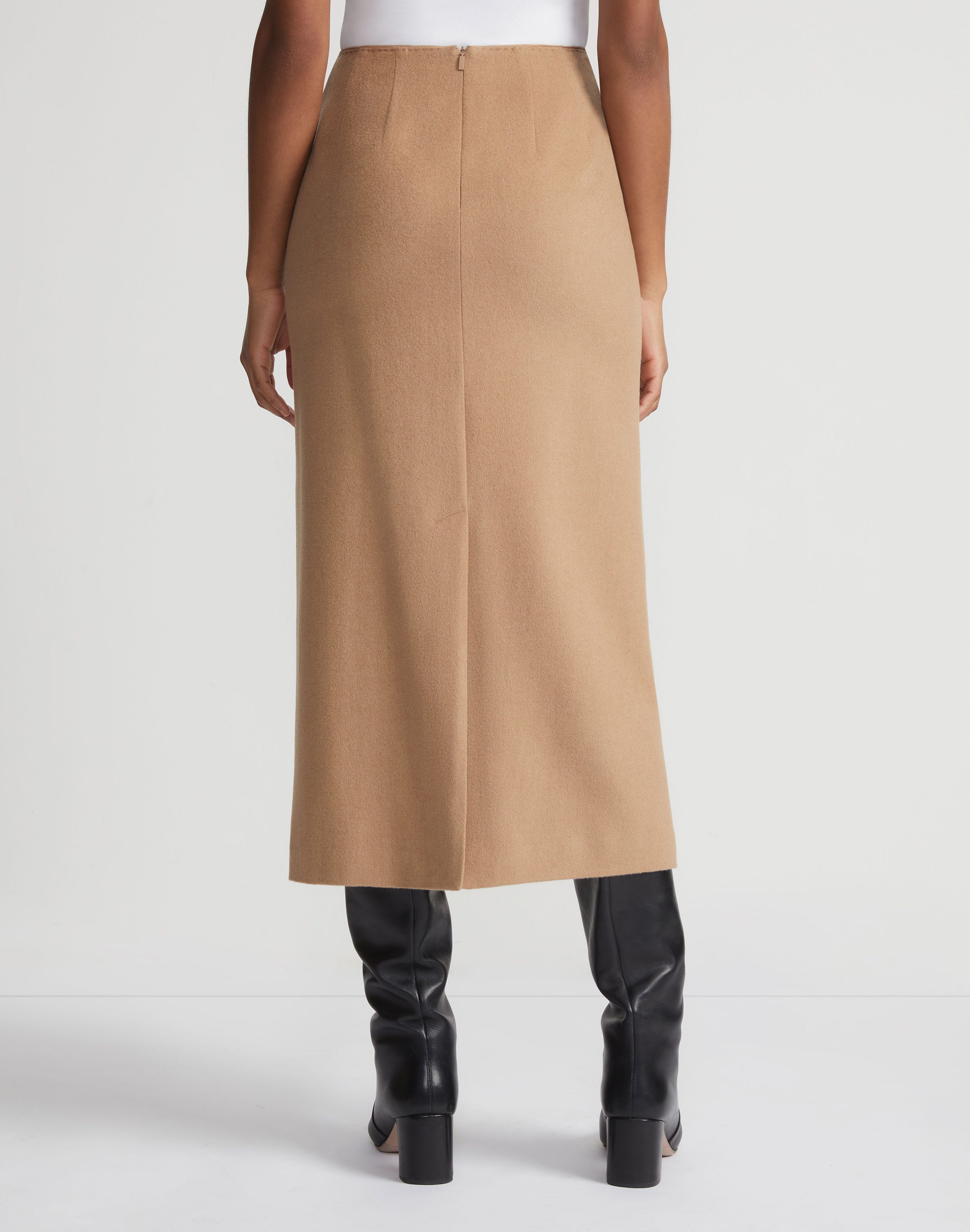 Camel Hair Slim Pencil Skirt