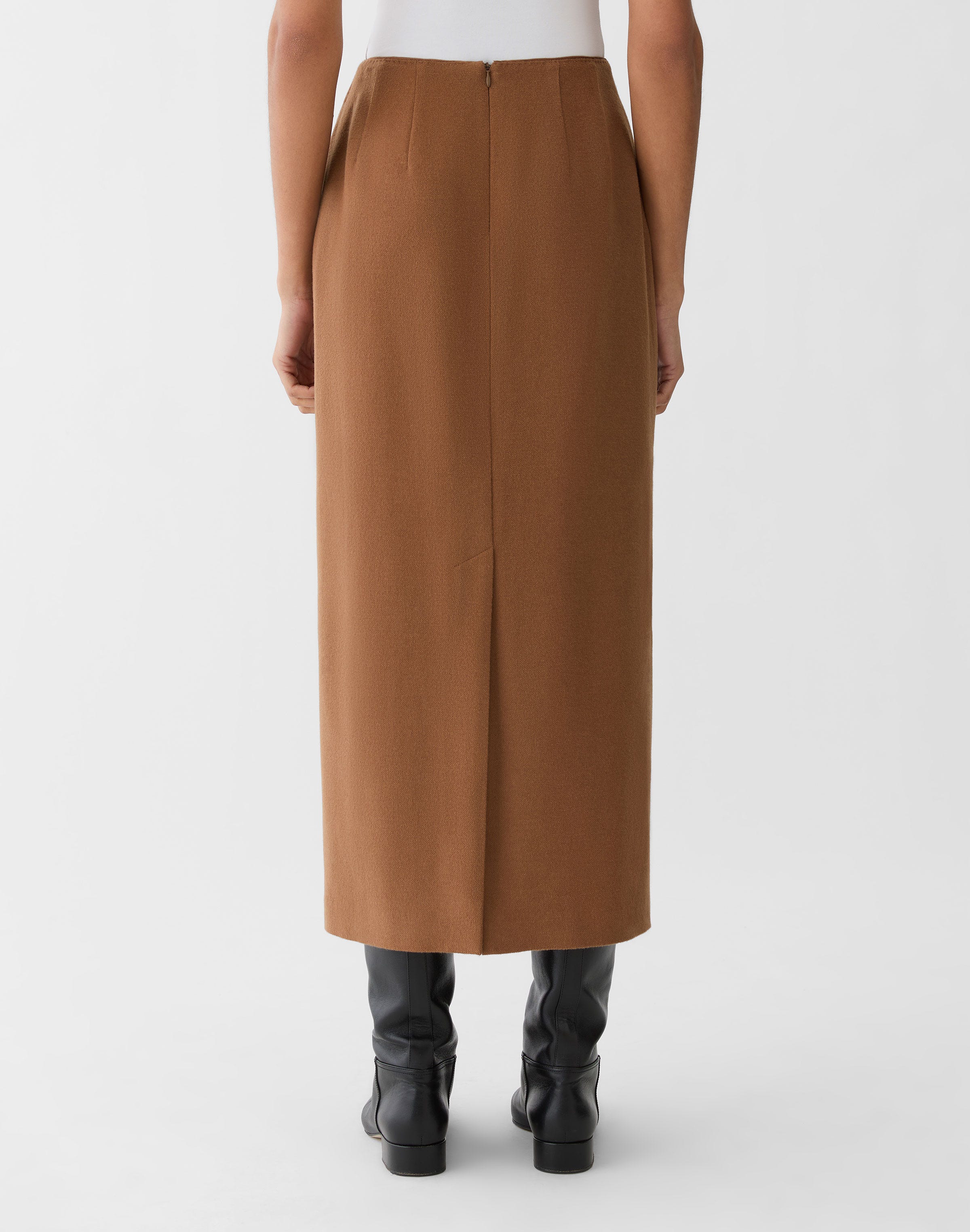 Camel Hair Slim Pencil Skirt