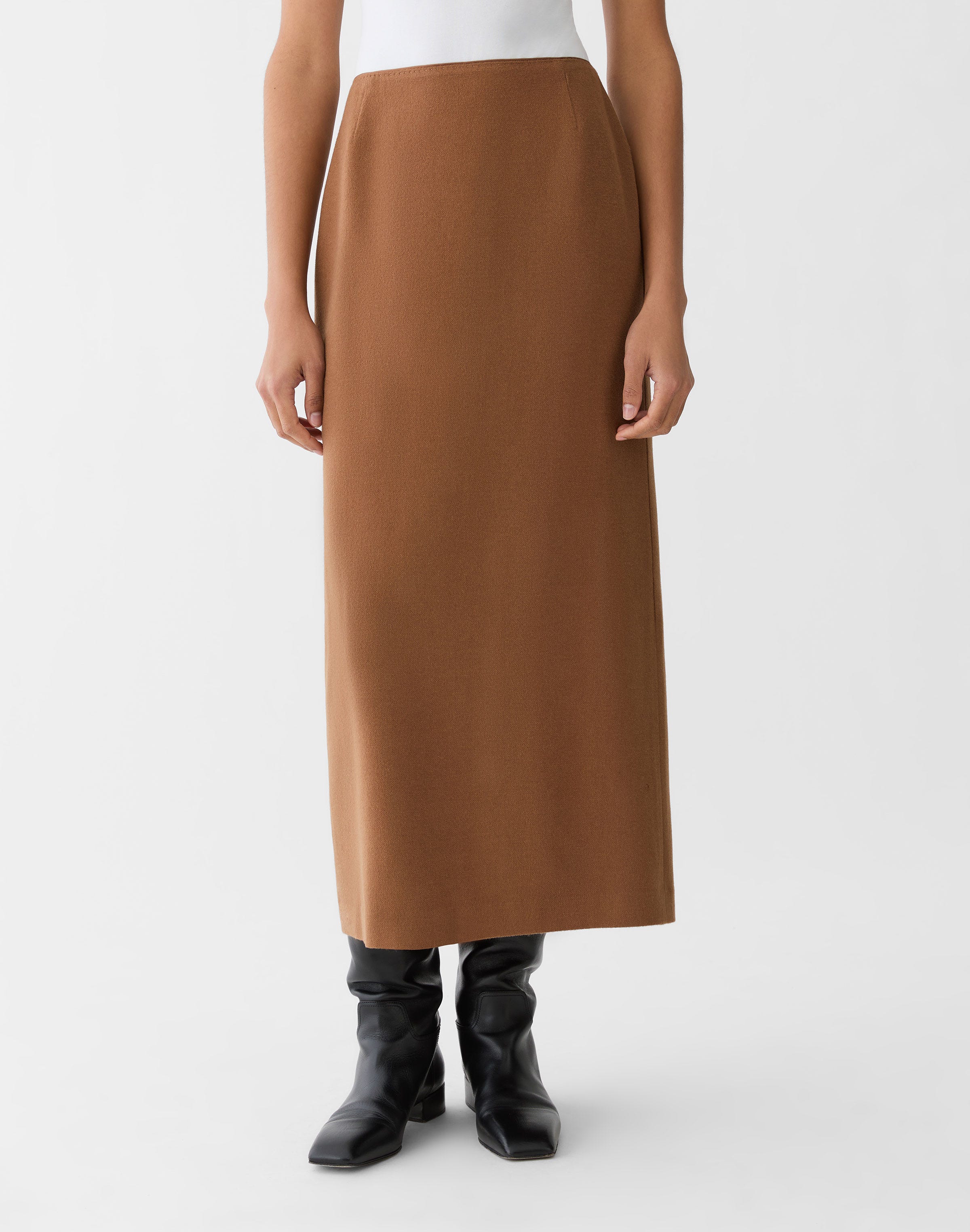 Camel Hair Slim Pencil Skirt