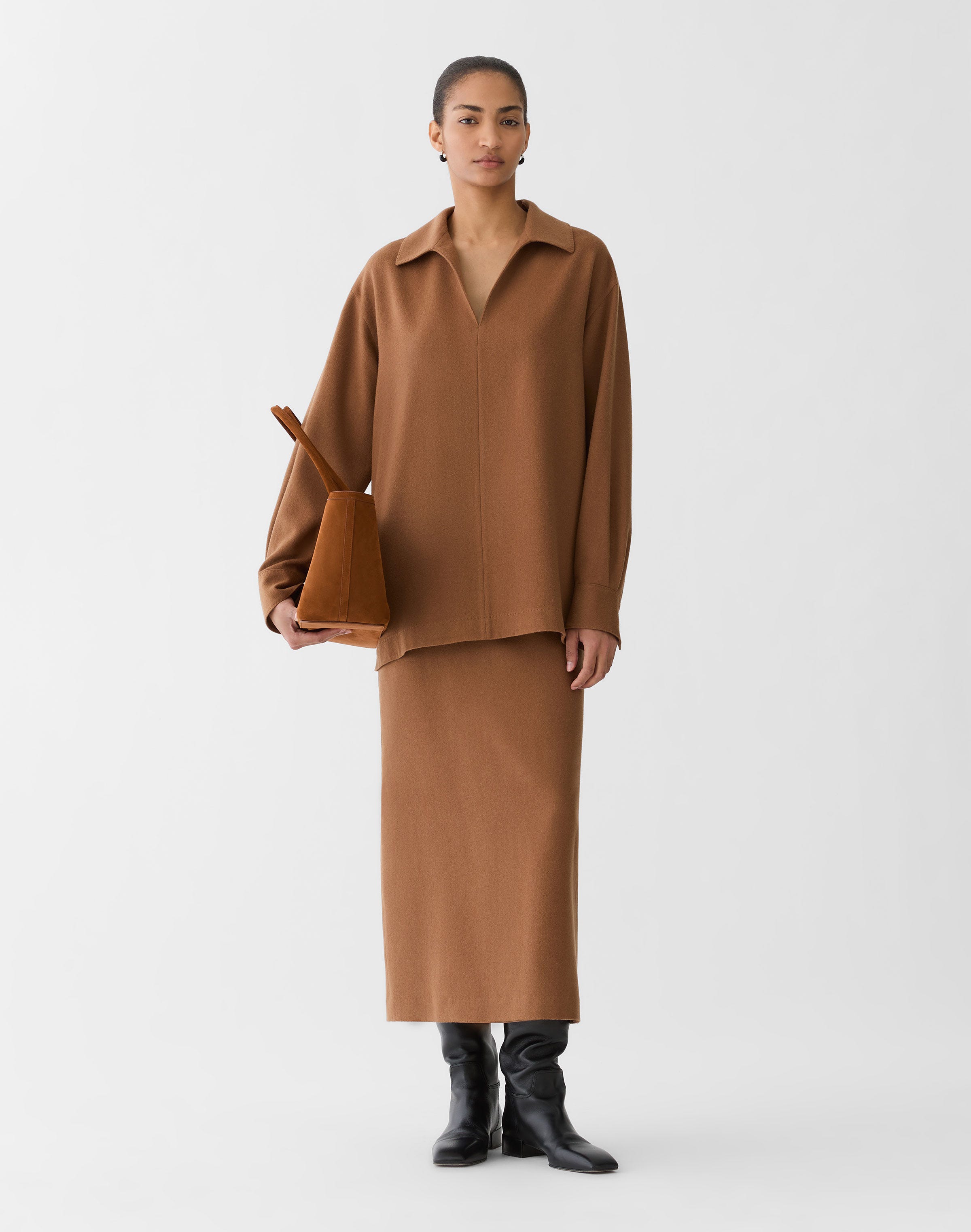 Camel Hair Slim Pencil Skirt