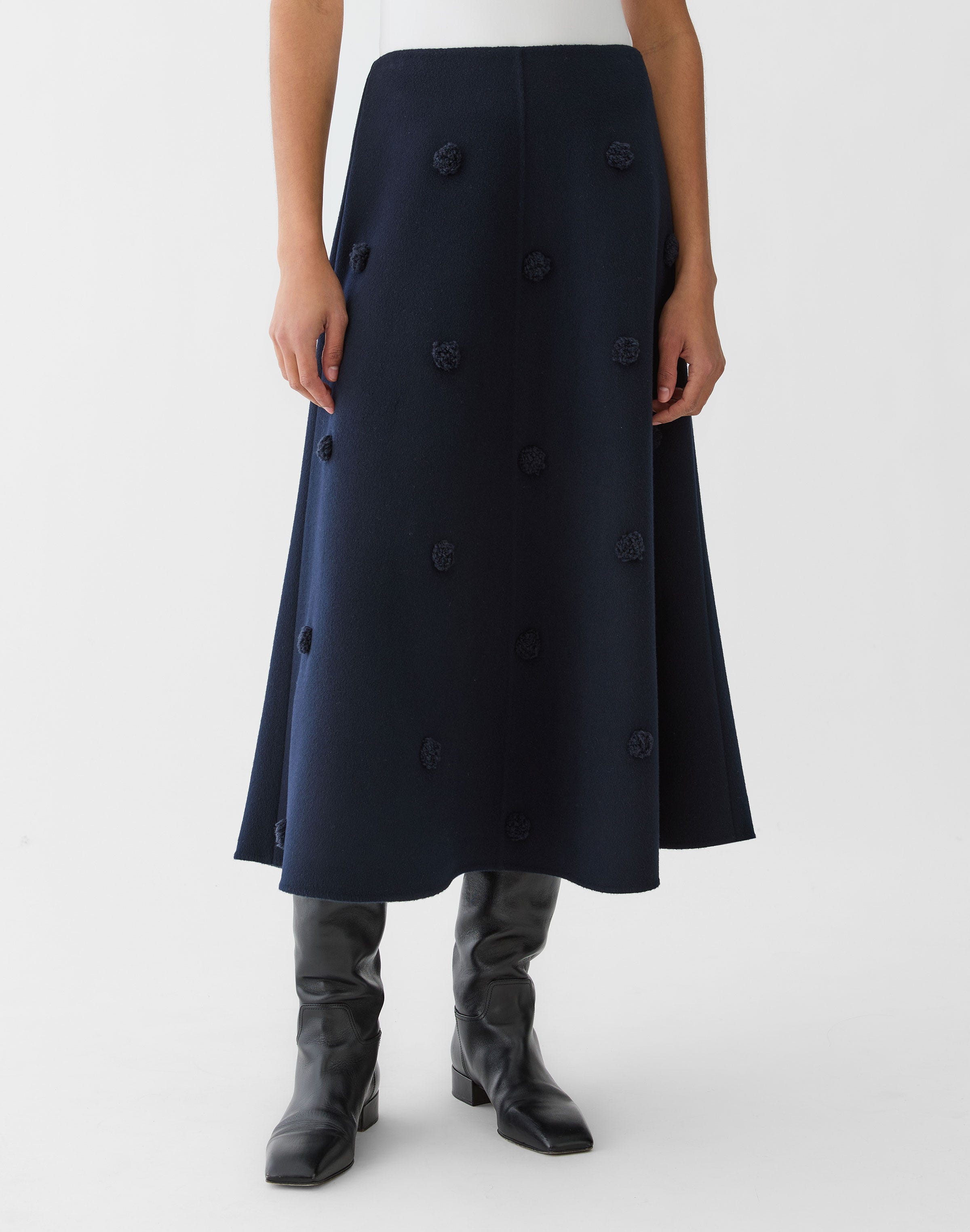 Wool-Cashmere Double Face Embellished Skirt