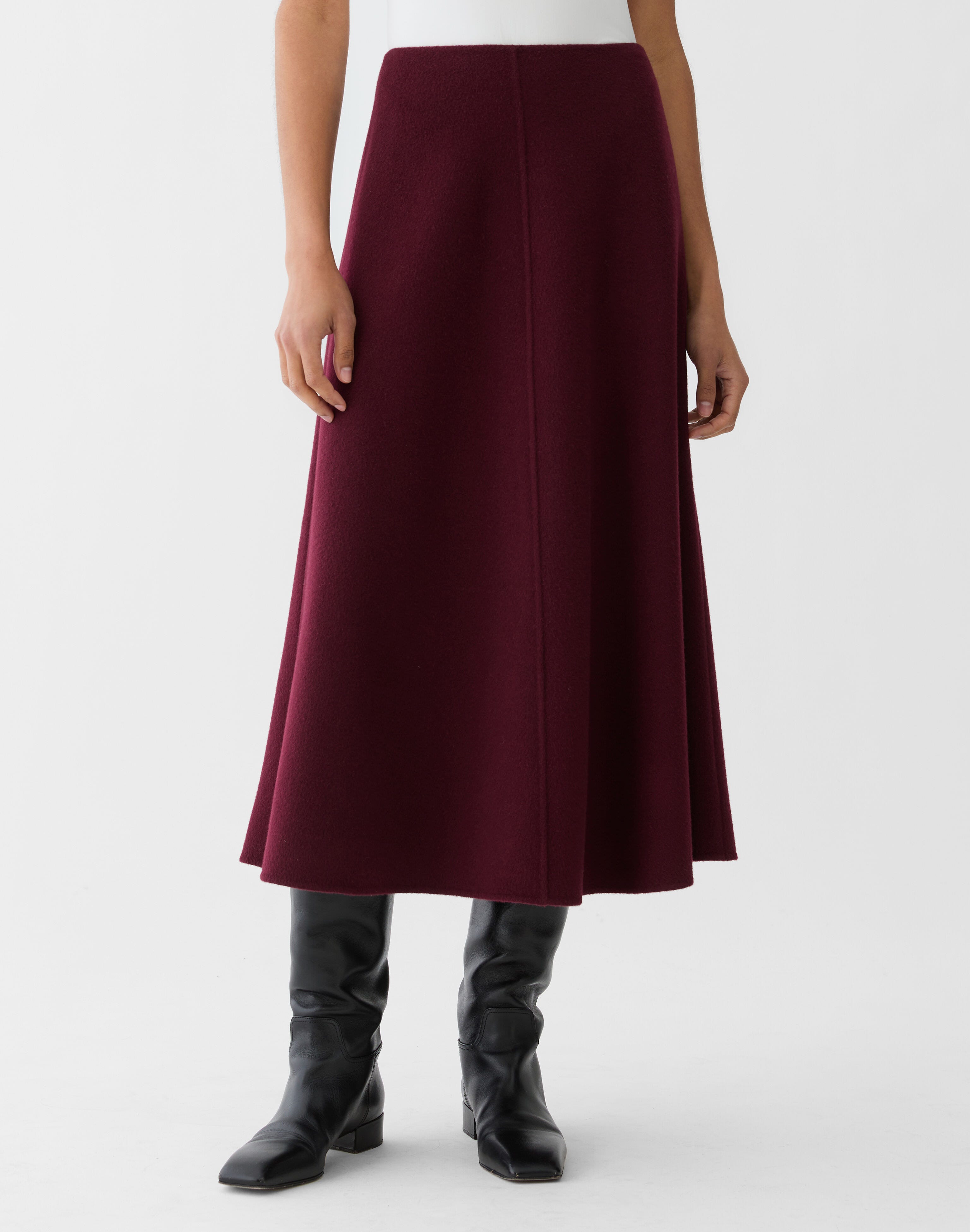 Wool-Cashmere Double Face Flared Skirt