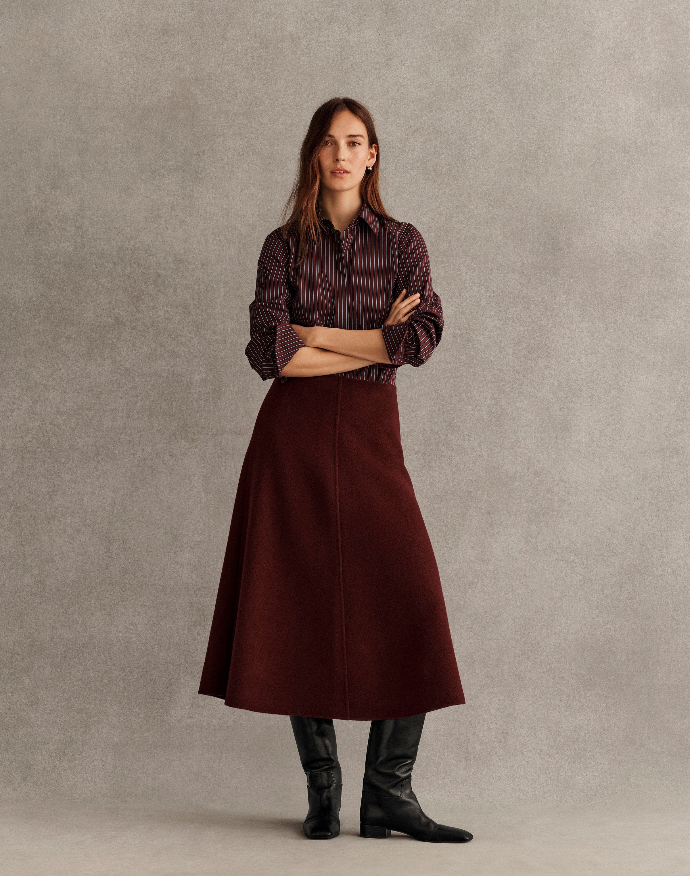 Wool-Cashmere Double Face Flared Skirt