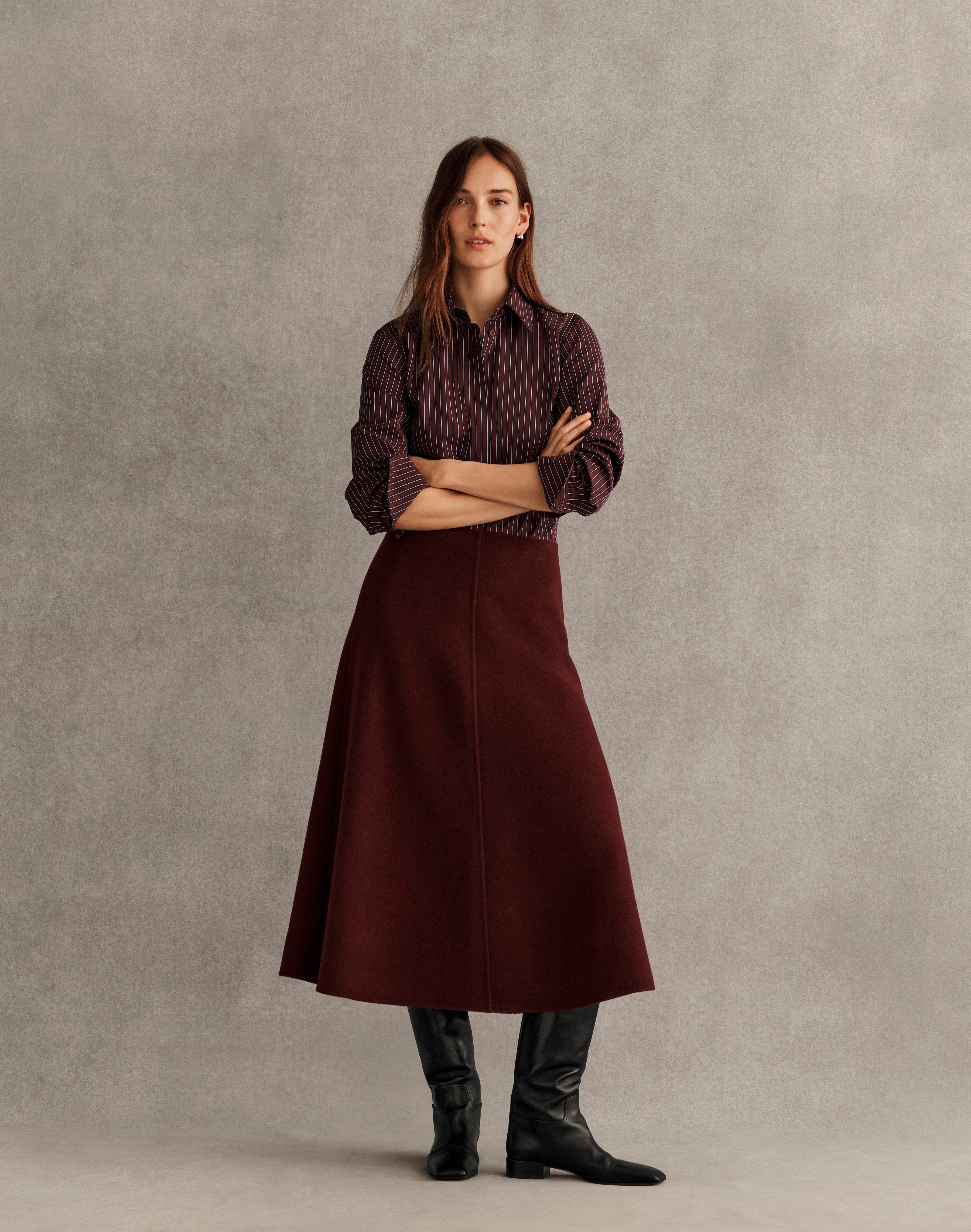 Wool-Cashmere Double Face Flared Skirt