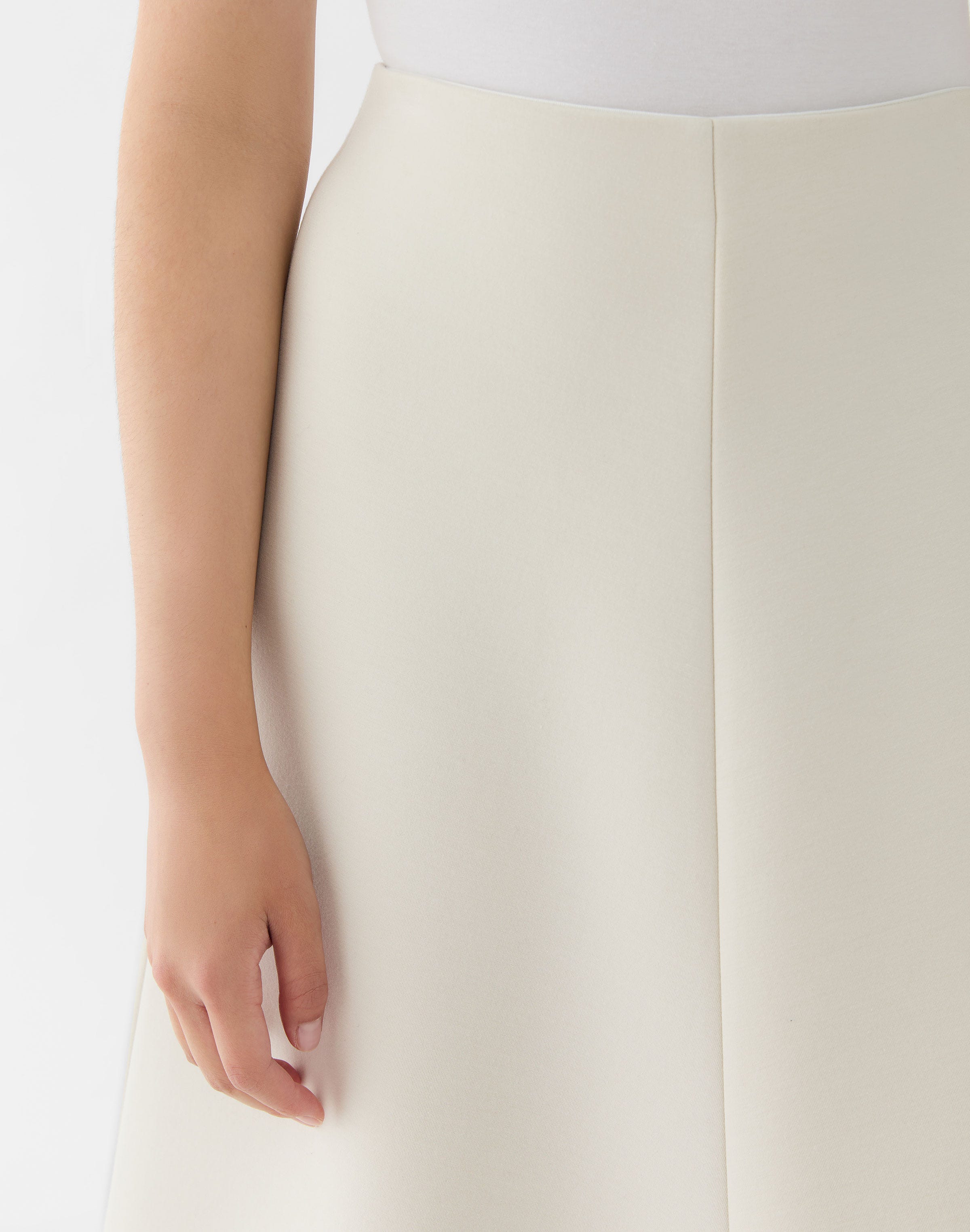 Structured Scuba Flared Midi Skirt