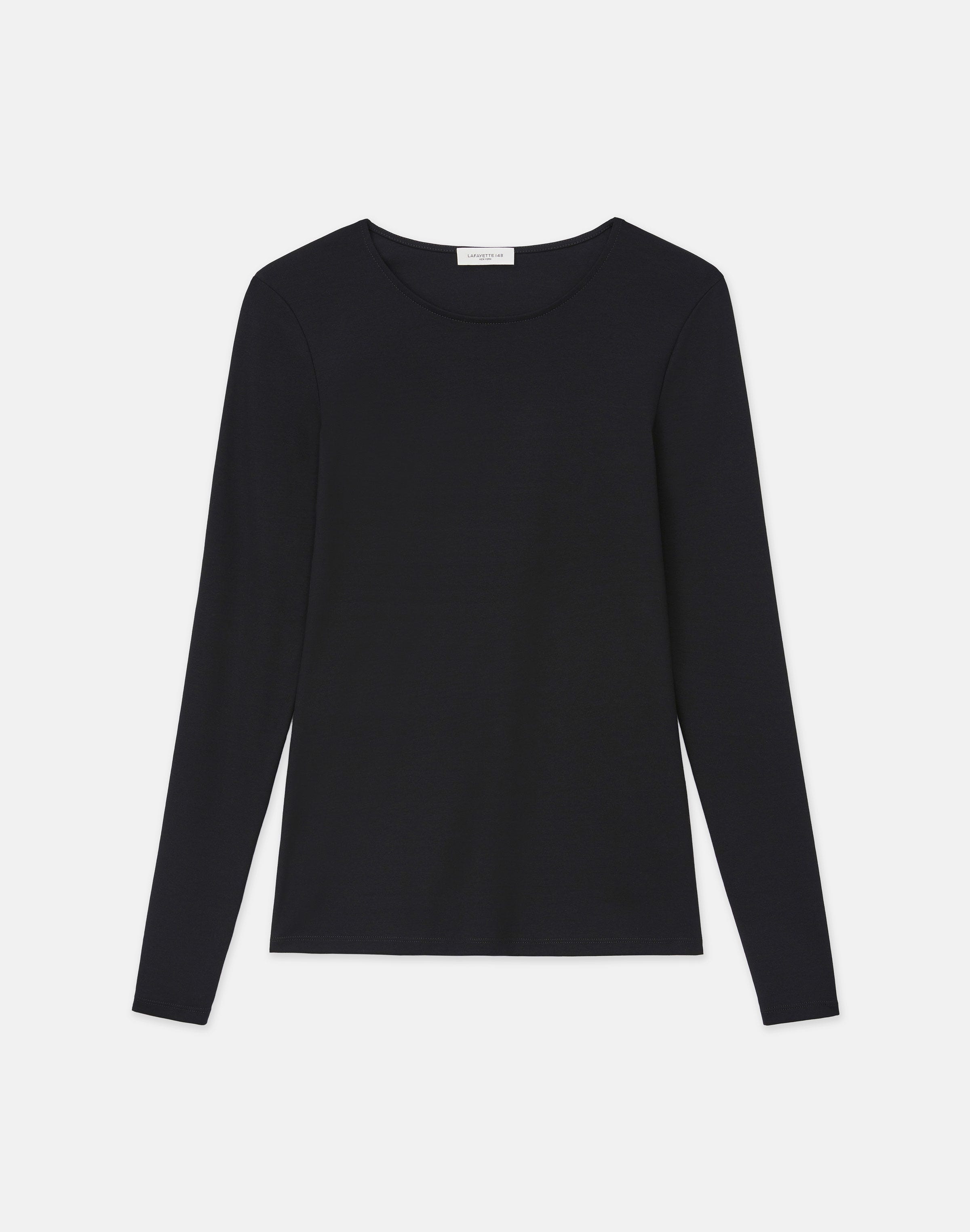 Plus-Size Cotton Rib Crewneck Long Sleeve T-Shirt