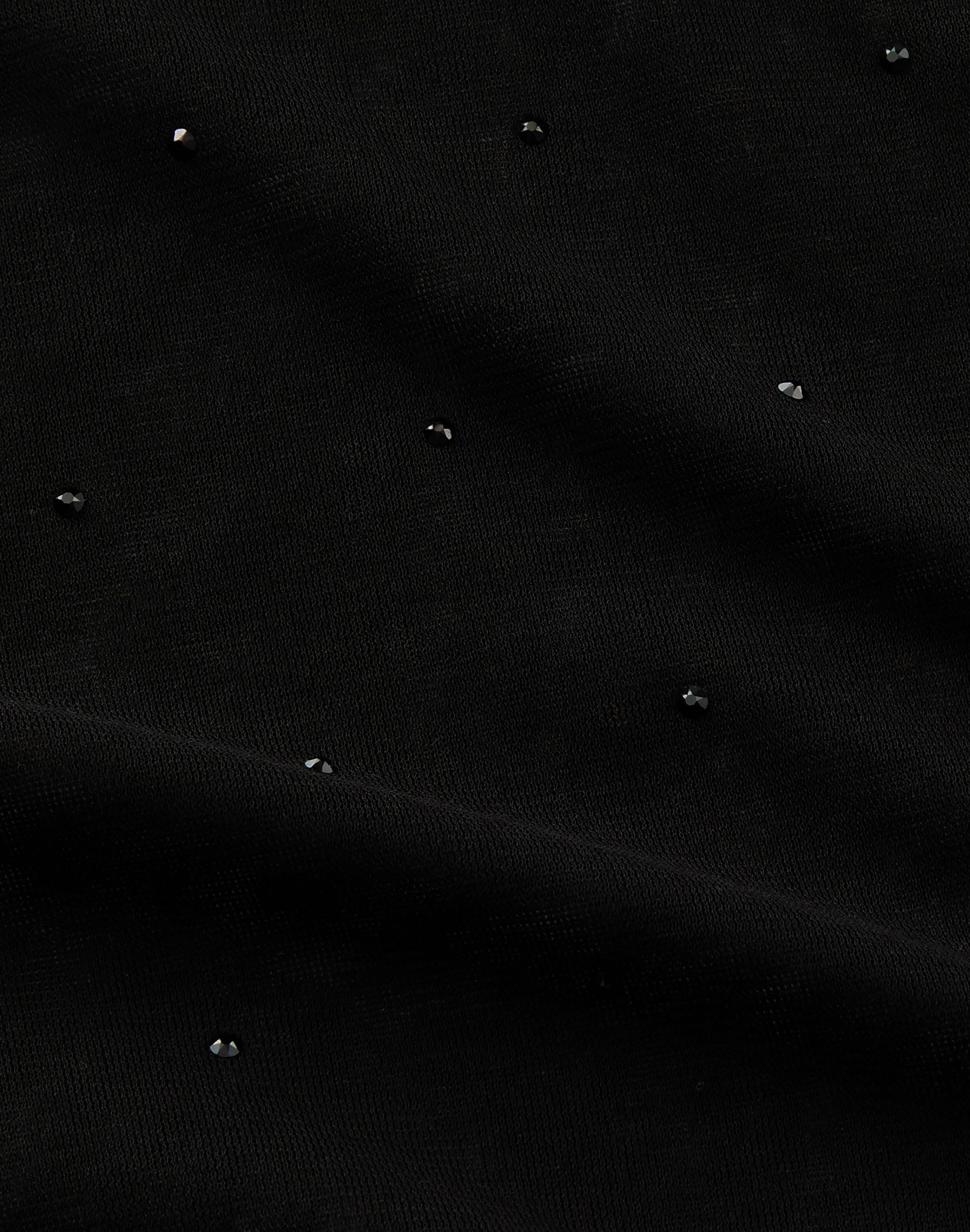 Cotton Jersey Sheer Crystal Embellished Turtleneck