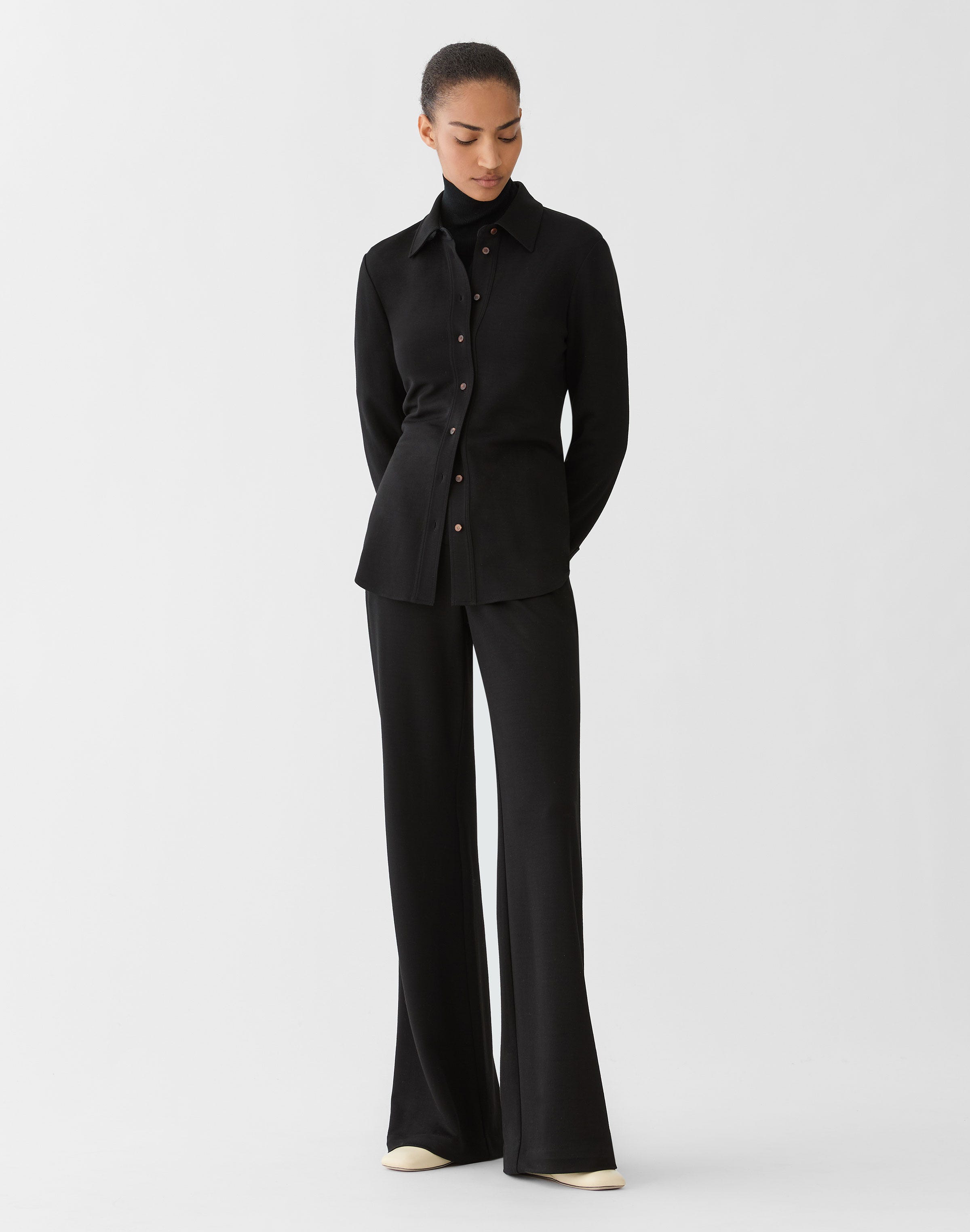 Double Knit Button Front Shirt