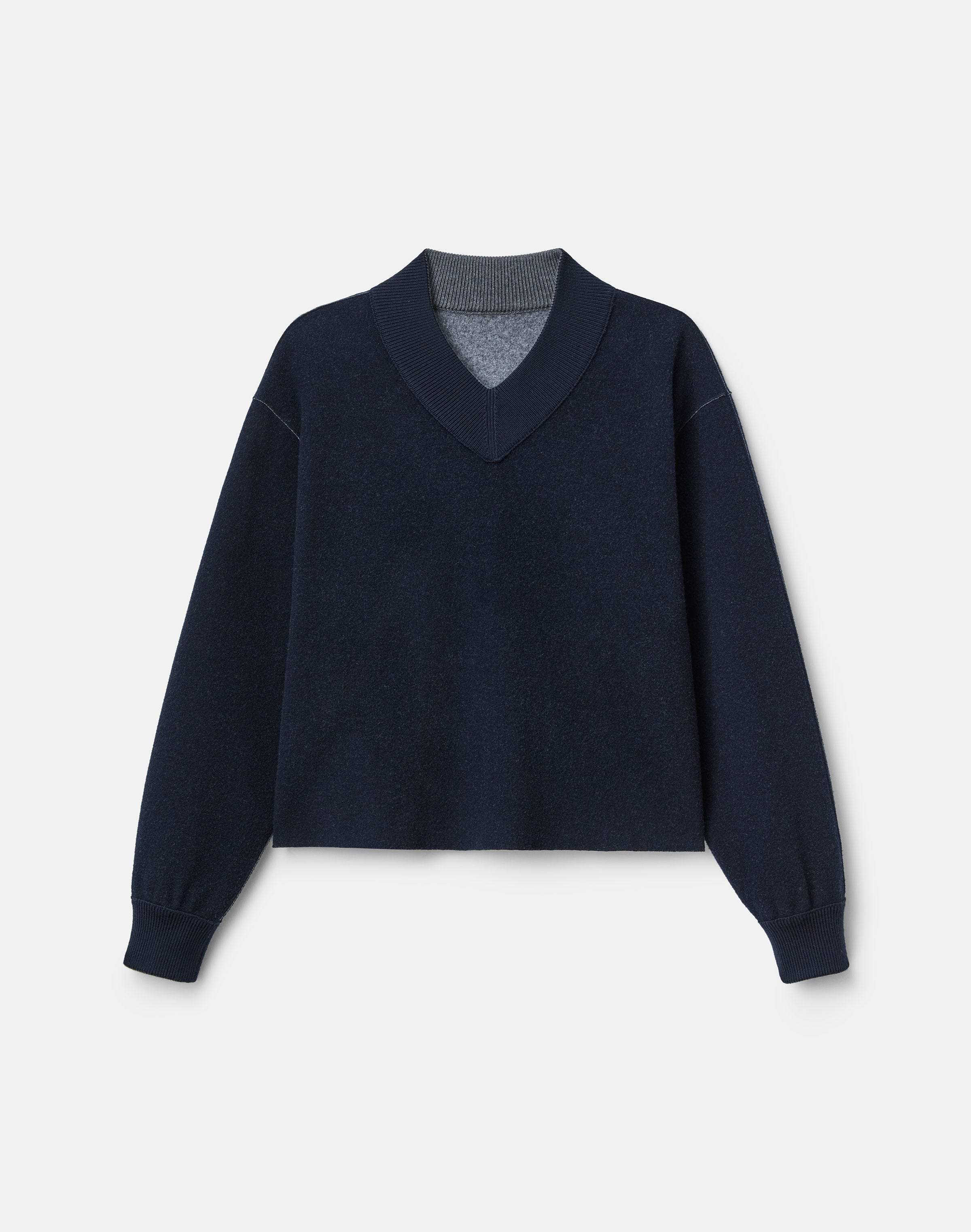 Wool-Cashmere Double Knit Reversible Top