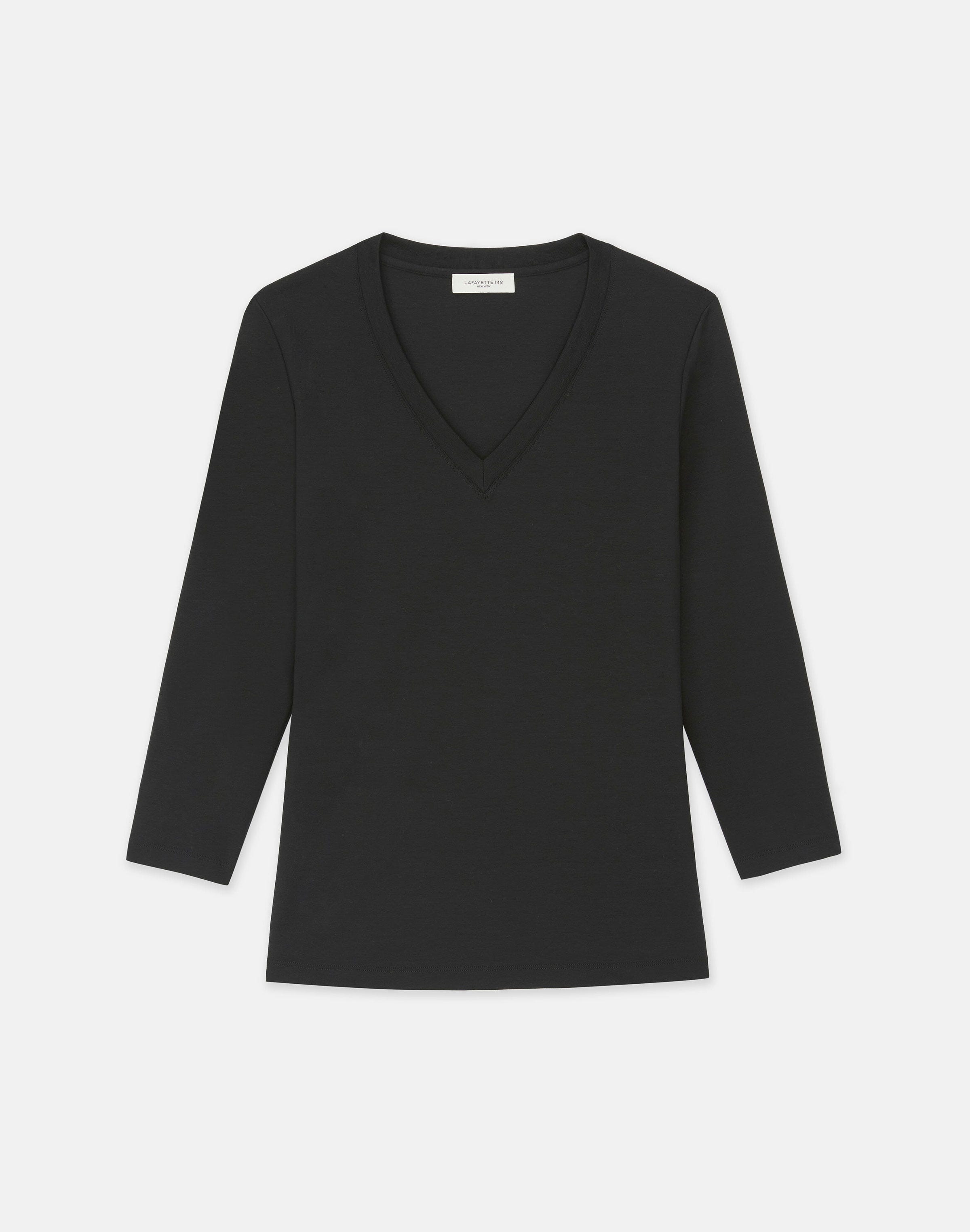 Cotton Rib V-Neck T-Shirt
