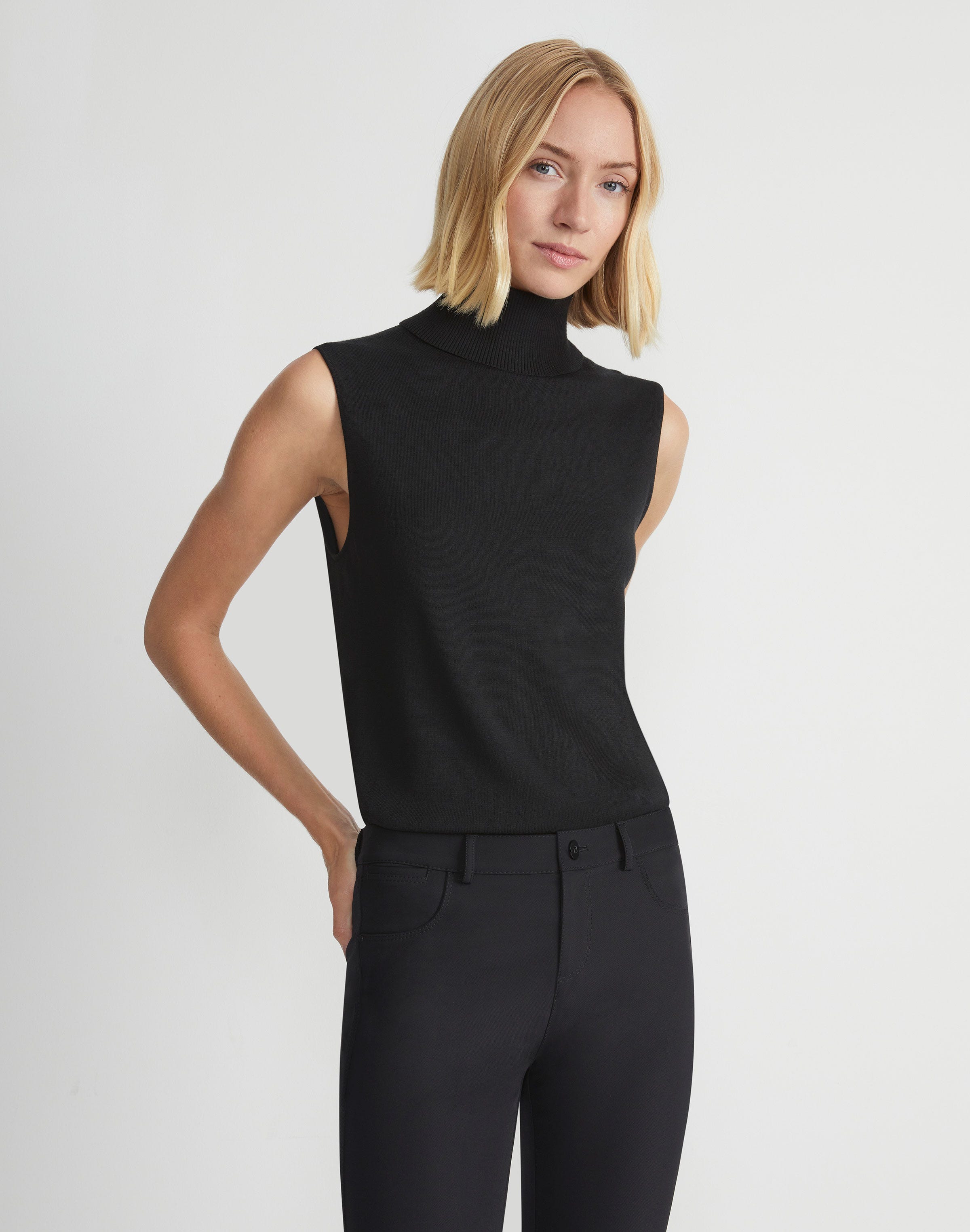 Plus-Size Responsible Matte Crepe Sleeveless Turtleneck