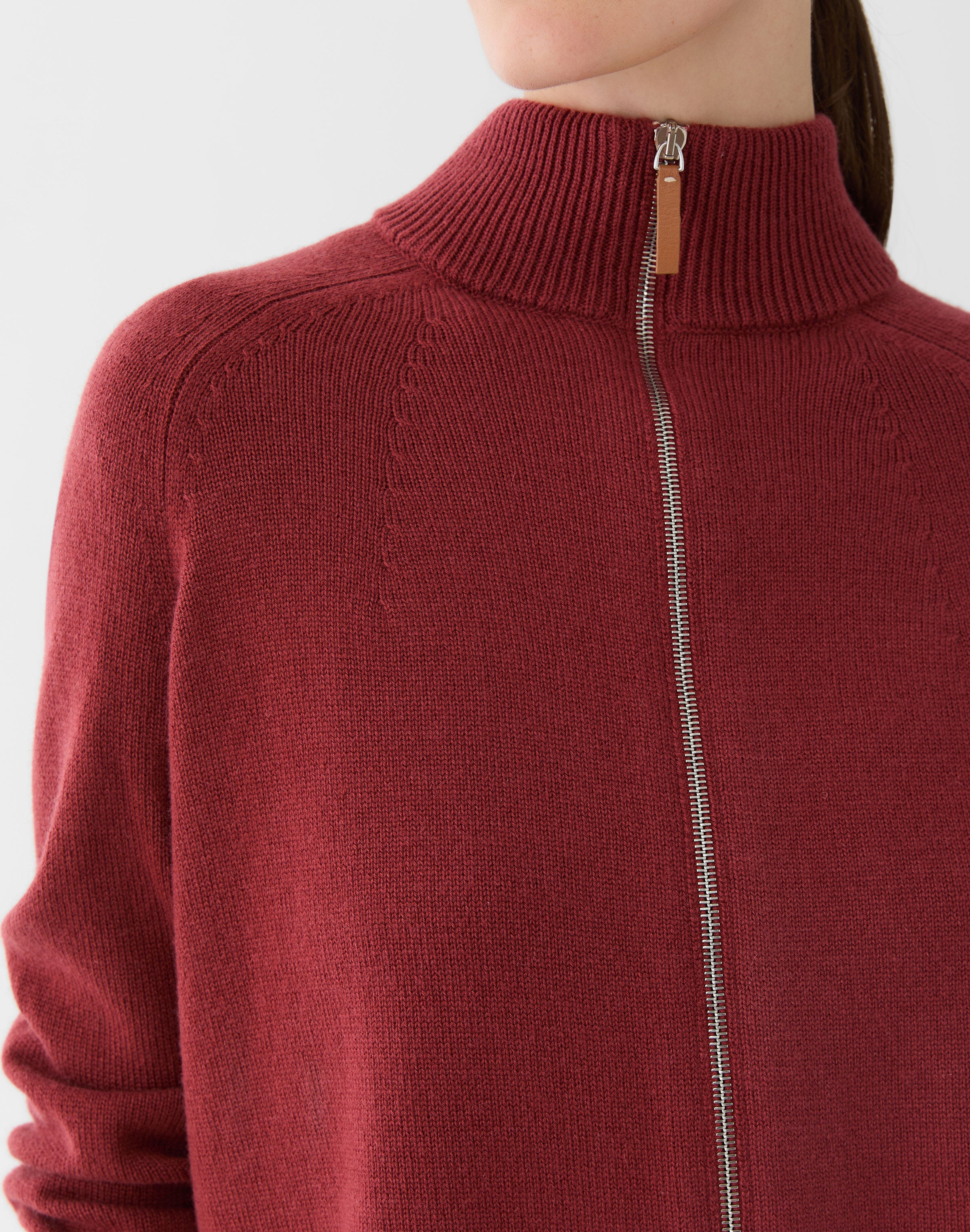 Petite Cashmere Zip Front Cardigan