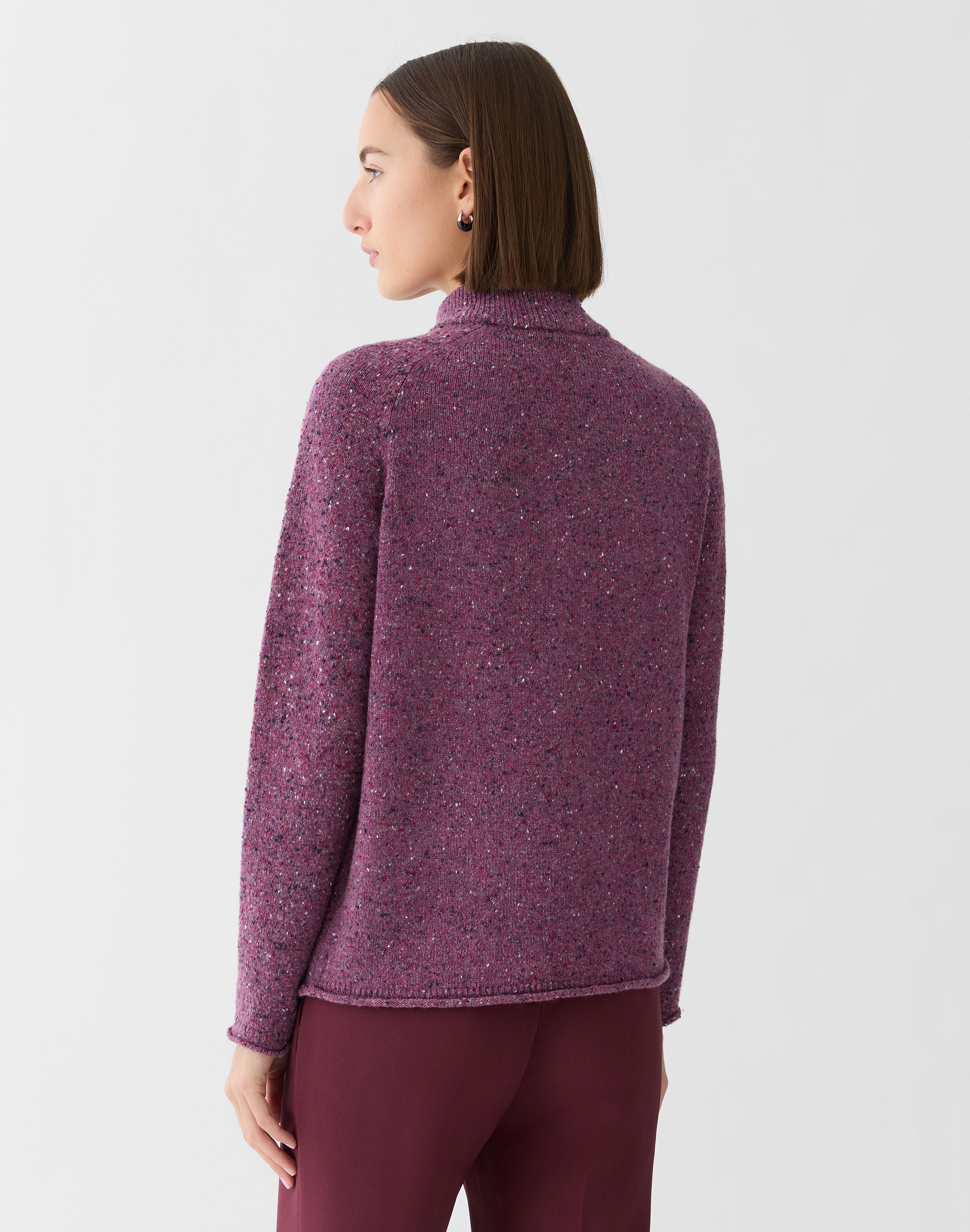 Plus-Size Cashmere Donegal Zip Front Cardigan