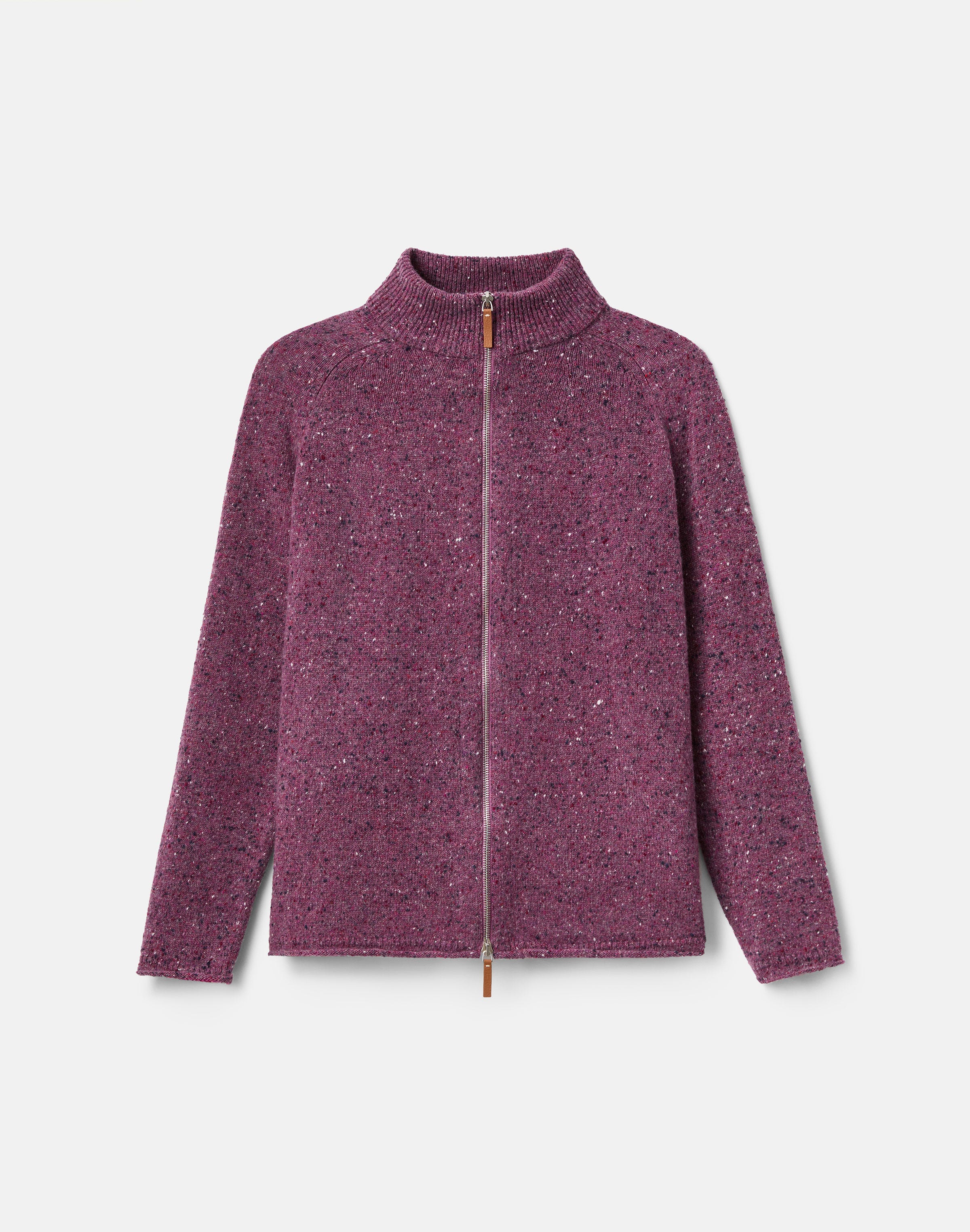 Plus-Size Cashmere Donegal Zip Front Cardigan