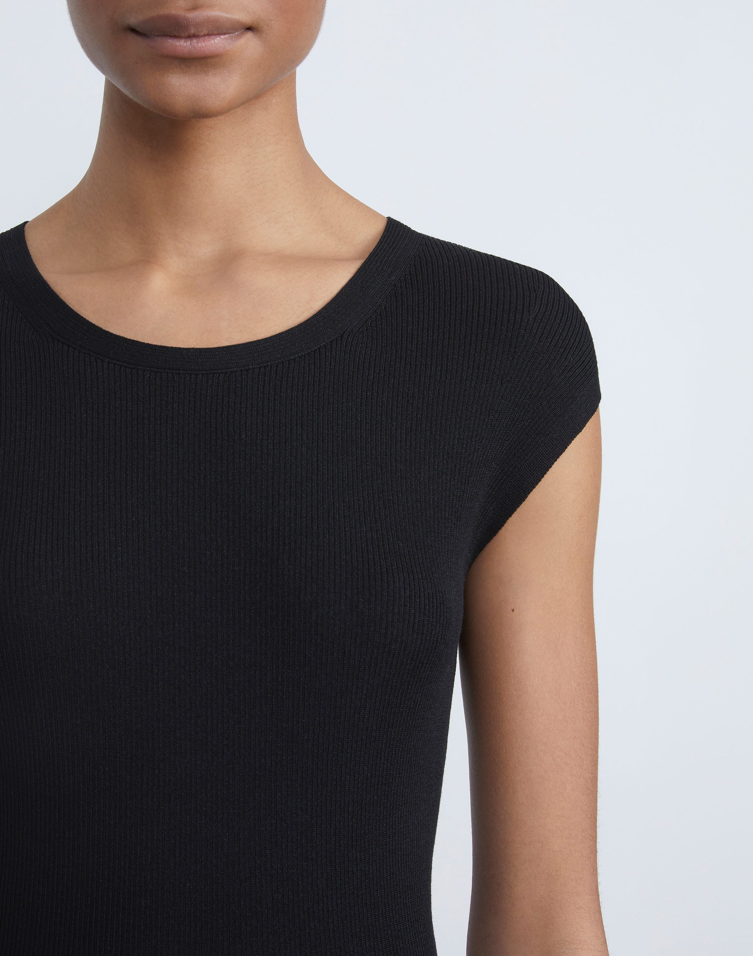 Plus-Size Finespun Voile Ribbed Cap Sleeve Top