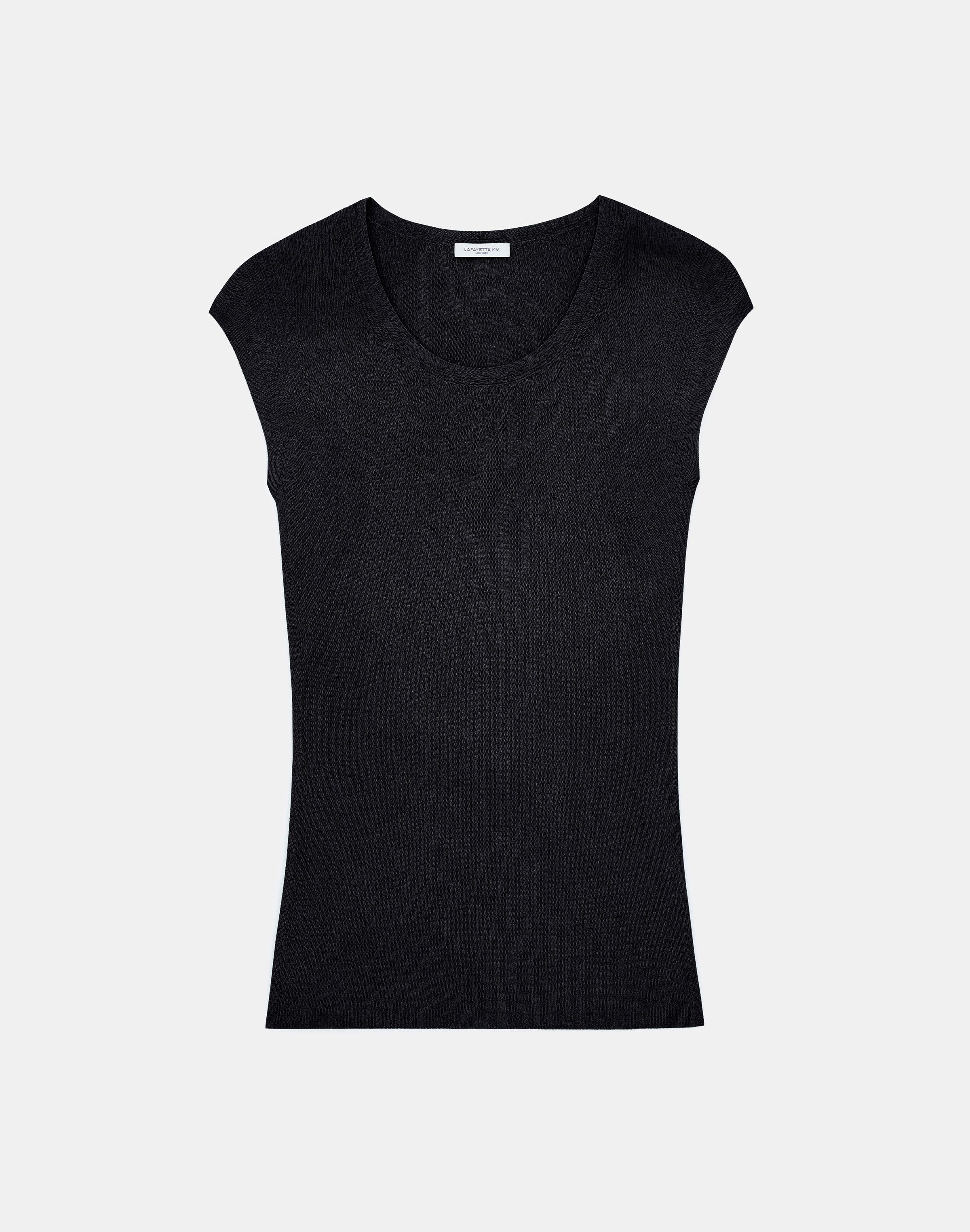Plus-Size Finespun Voile Ribbed Cap Sleeve Top