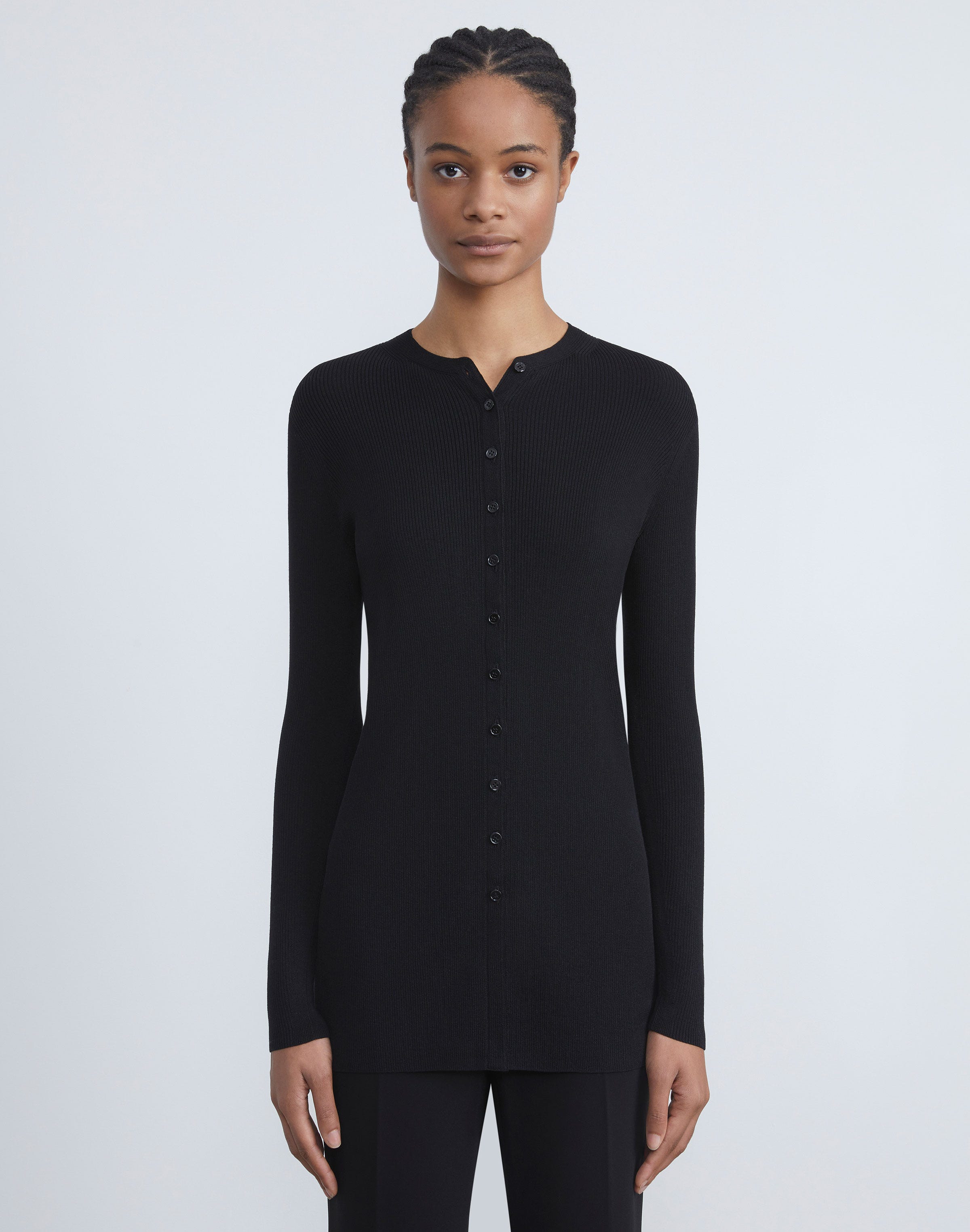 Petite Finespun Voile Ribbed Long Cardigan