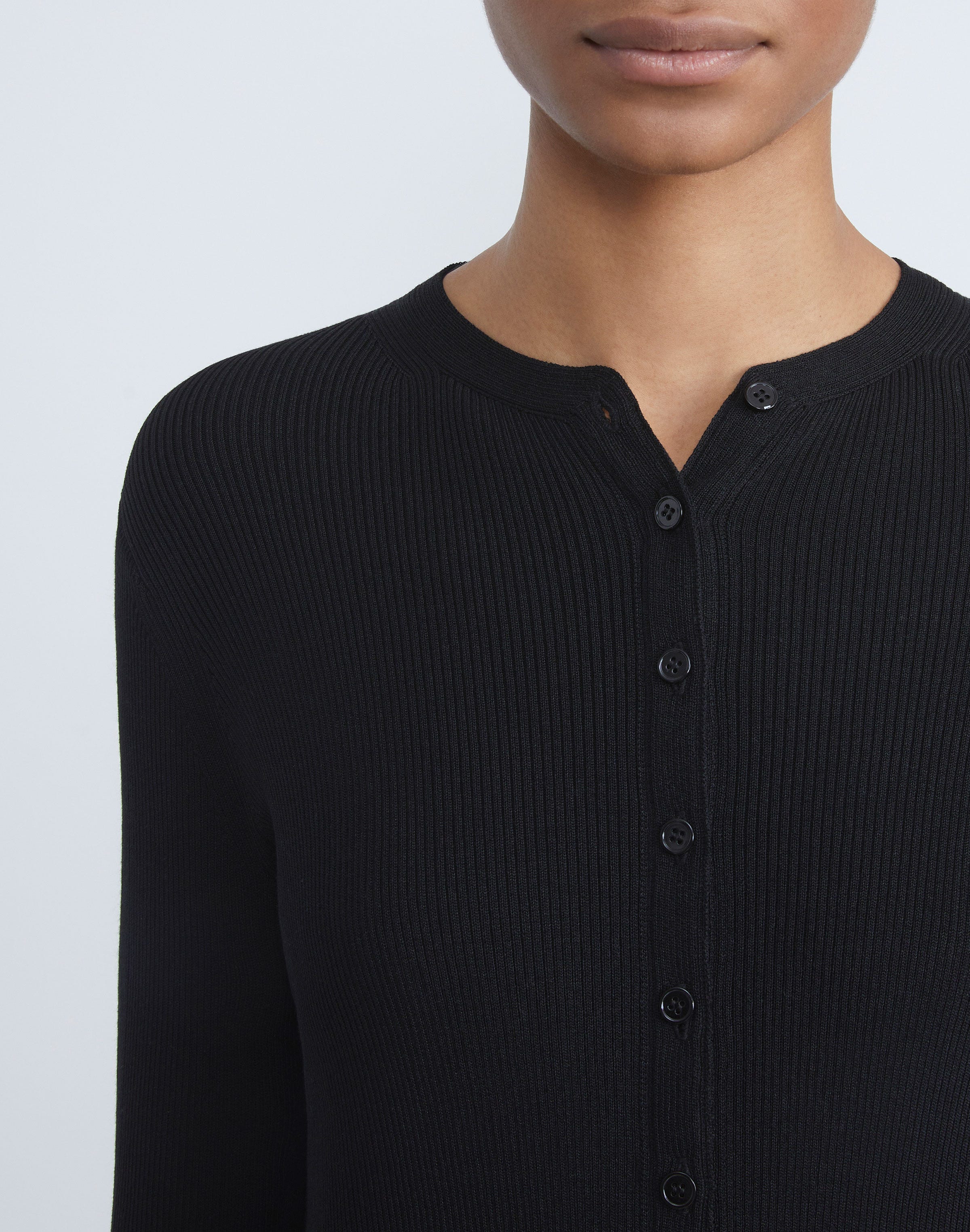 Petite Finespun Voile Ribbed Long Cardigan