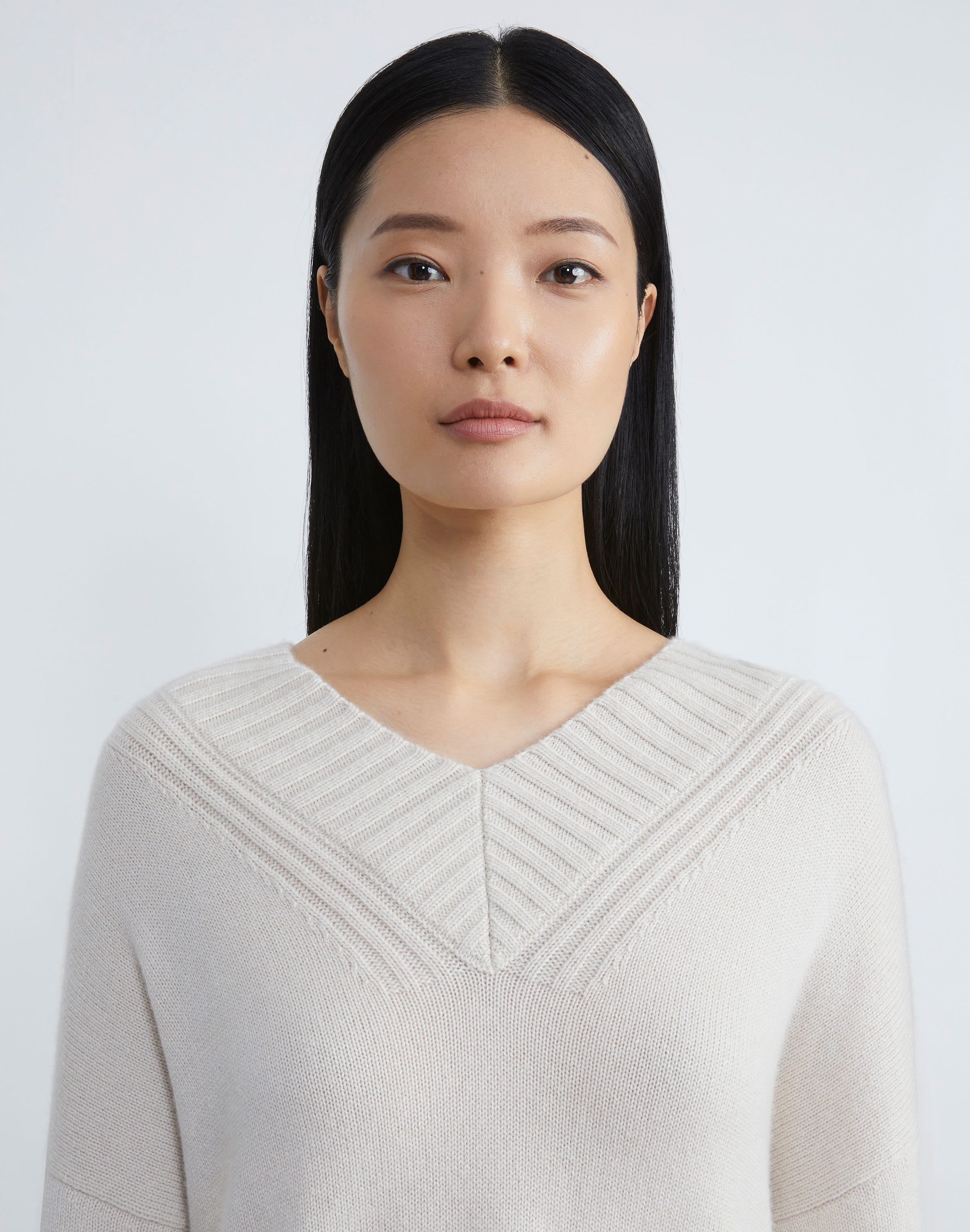 Cashmere Ribbed V-Neck Sweater