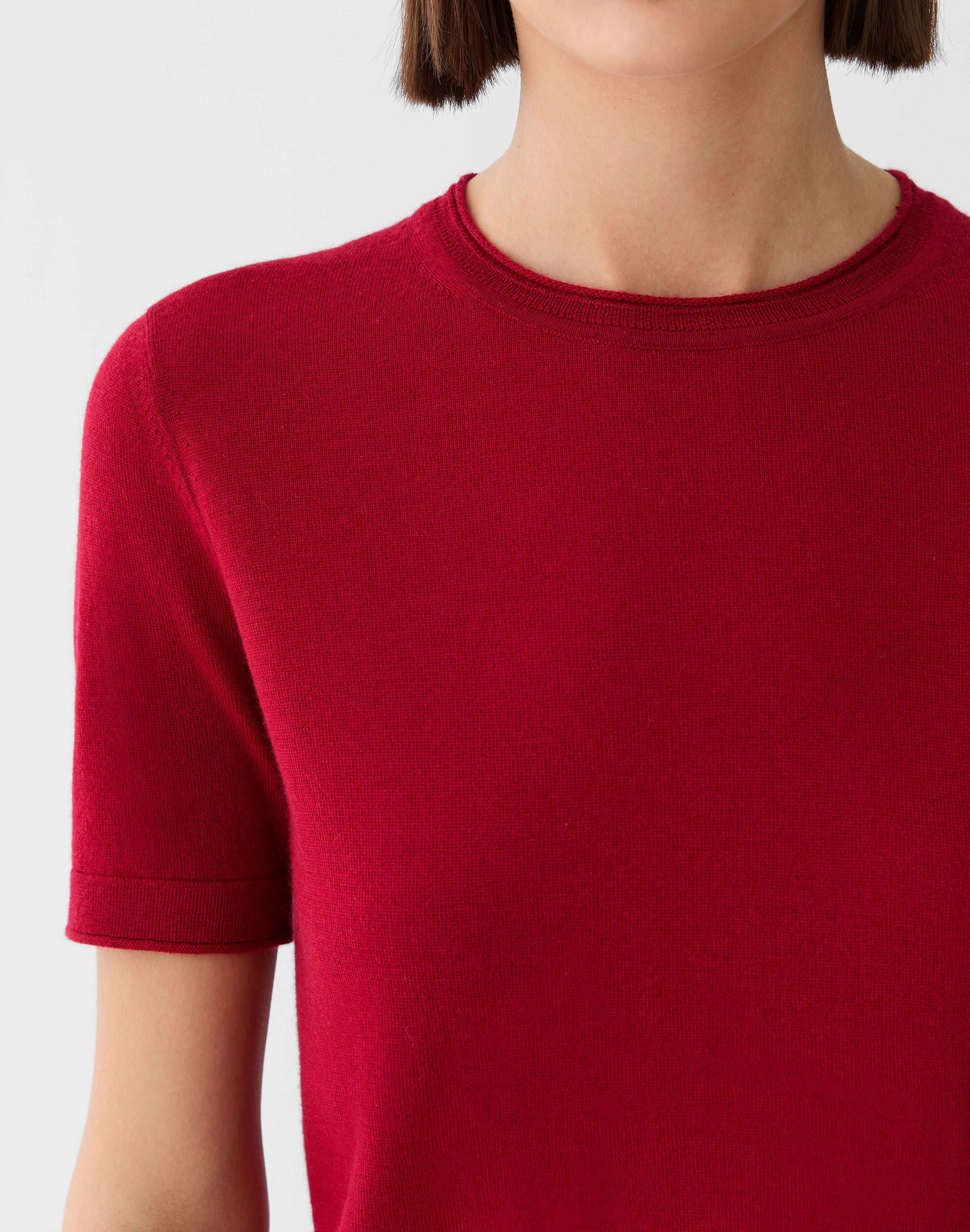 Fine Gauge Cashmere Crewneck Short Sleeve Sweater