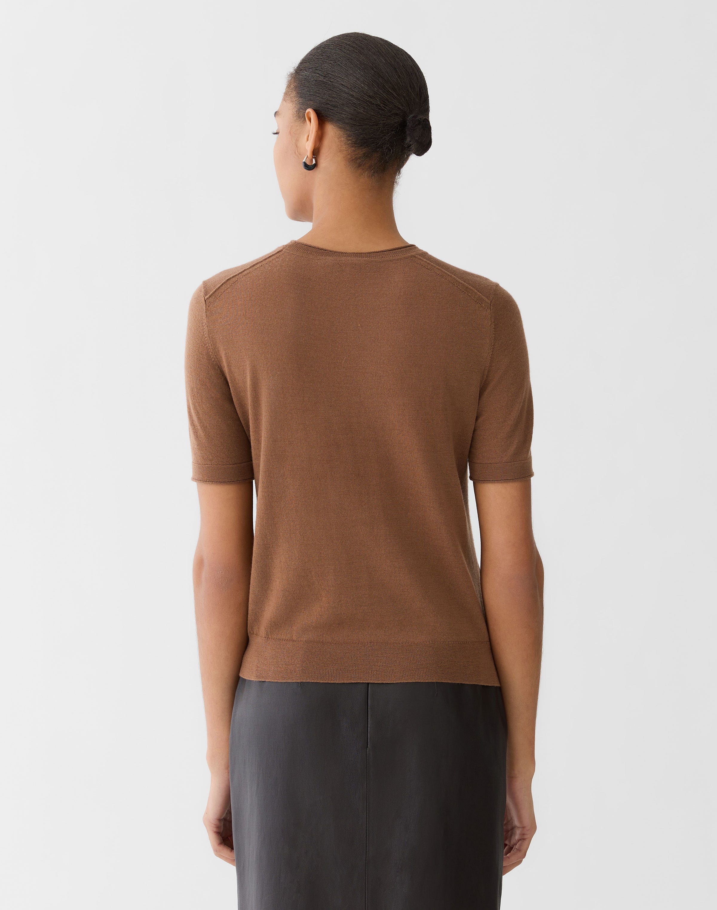 Fine Gauge Cashmere Crewneck Short Sleeve Sweater