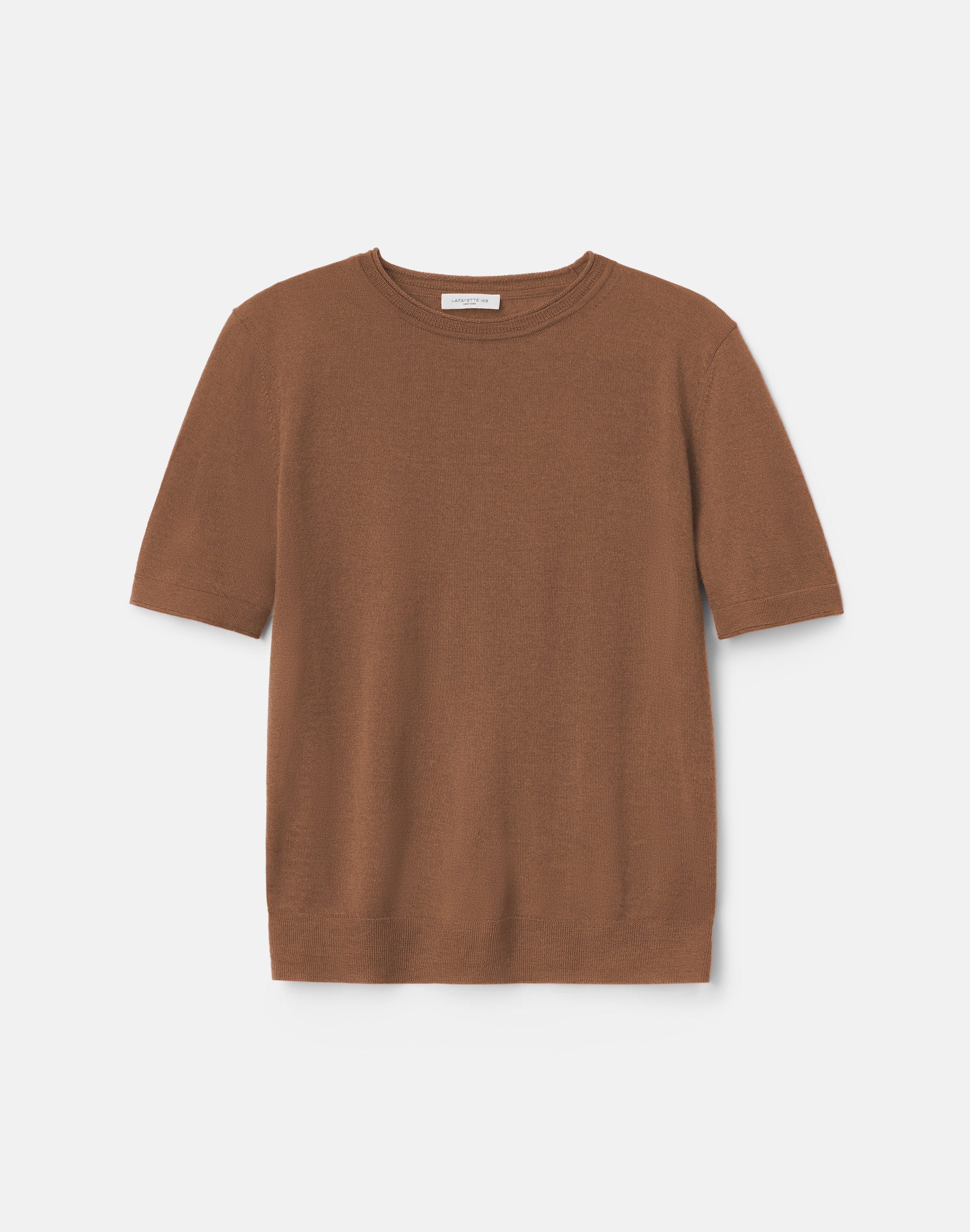 Fine Gauge Cashmere Crewneck Short Sleeve Sweater