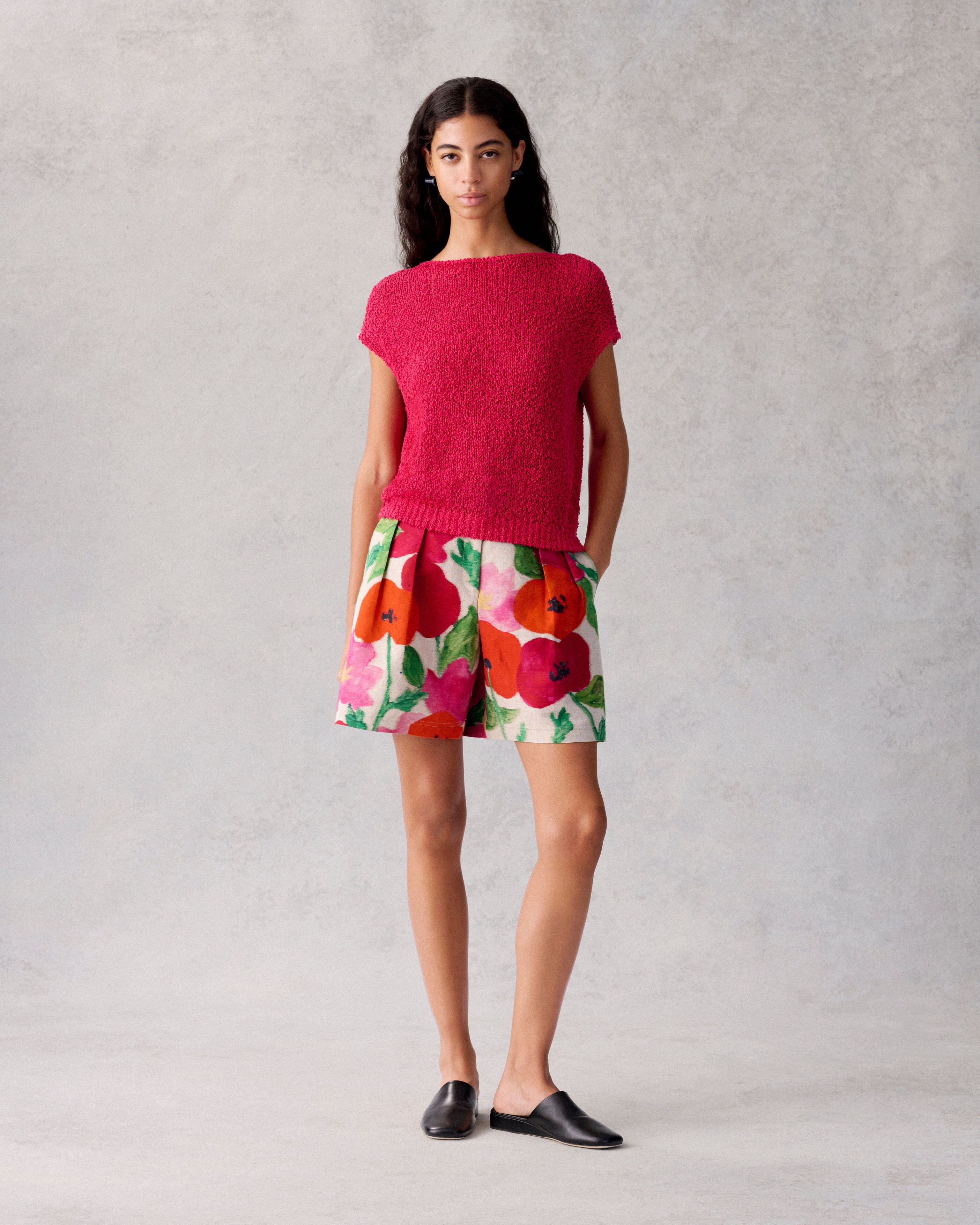 Open Stitch Sweater and Blossom Print Short