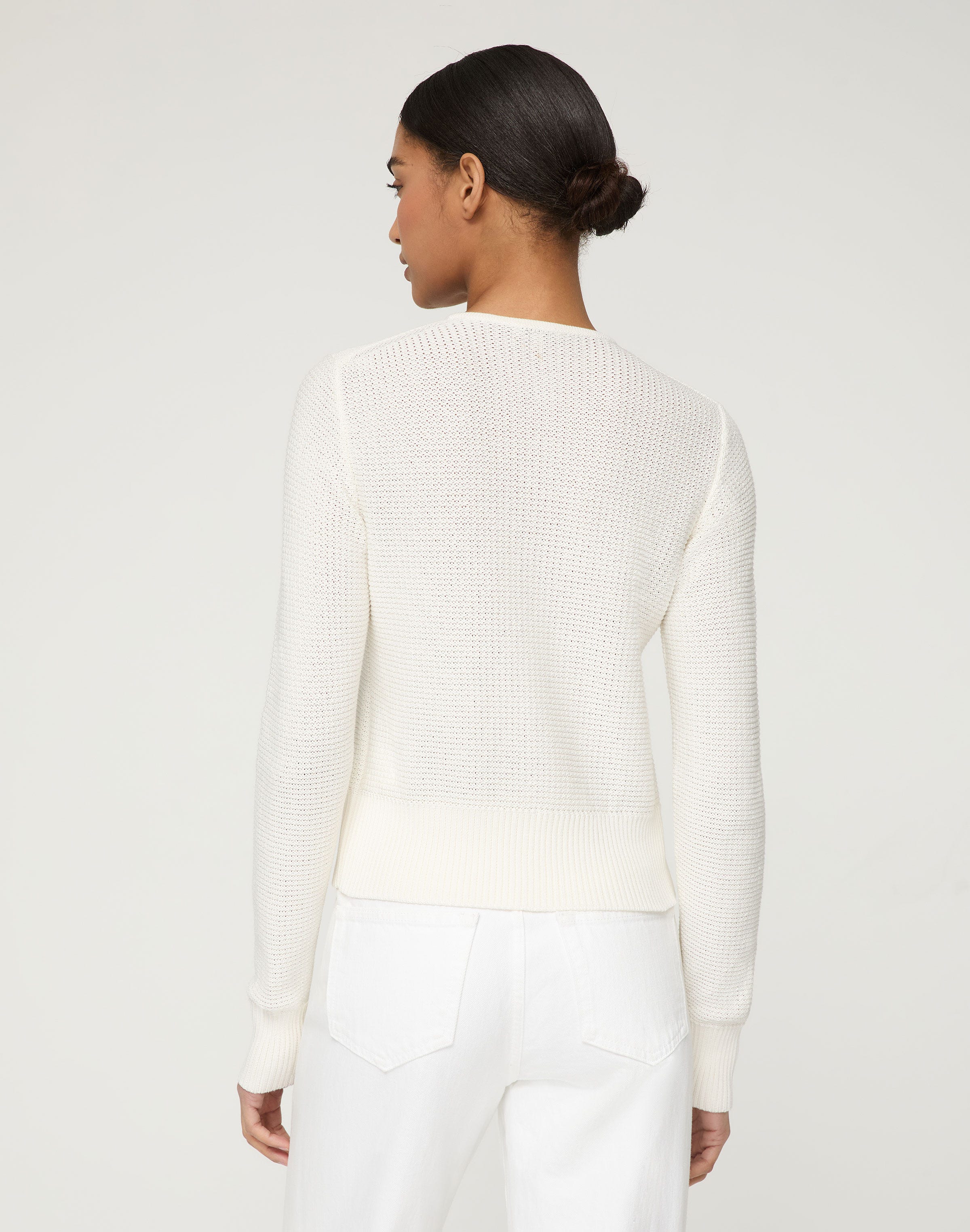 Petite Cotton-Silk Textured Stitch Zip Front Cardigan
