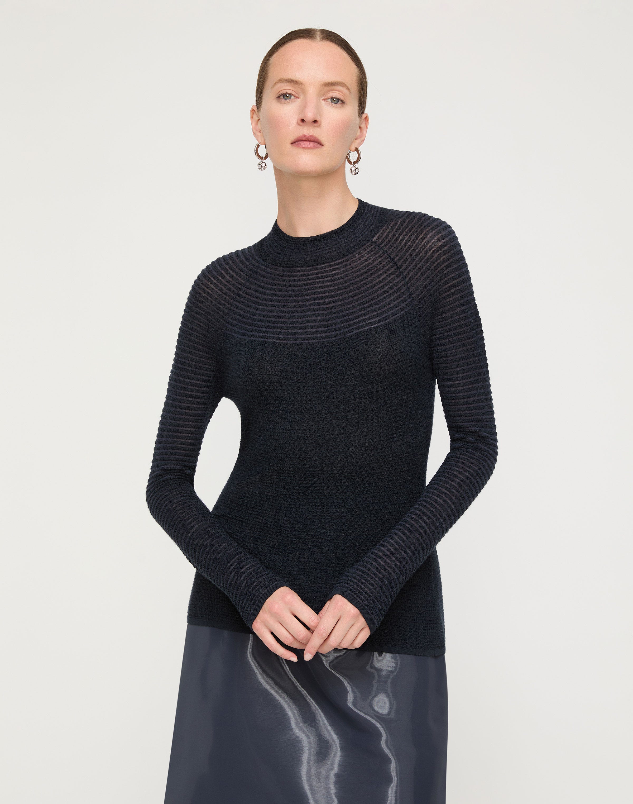 Responsible Fine Gauge Merino Textured Stripe Sweater
