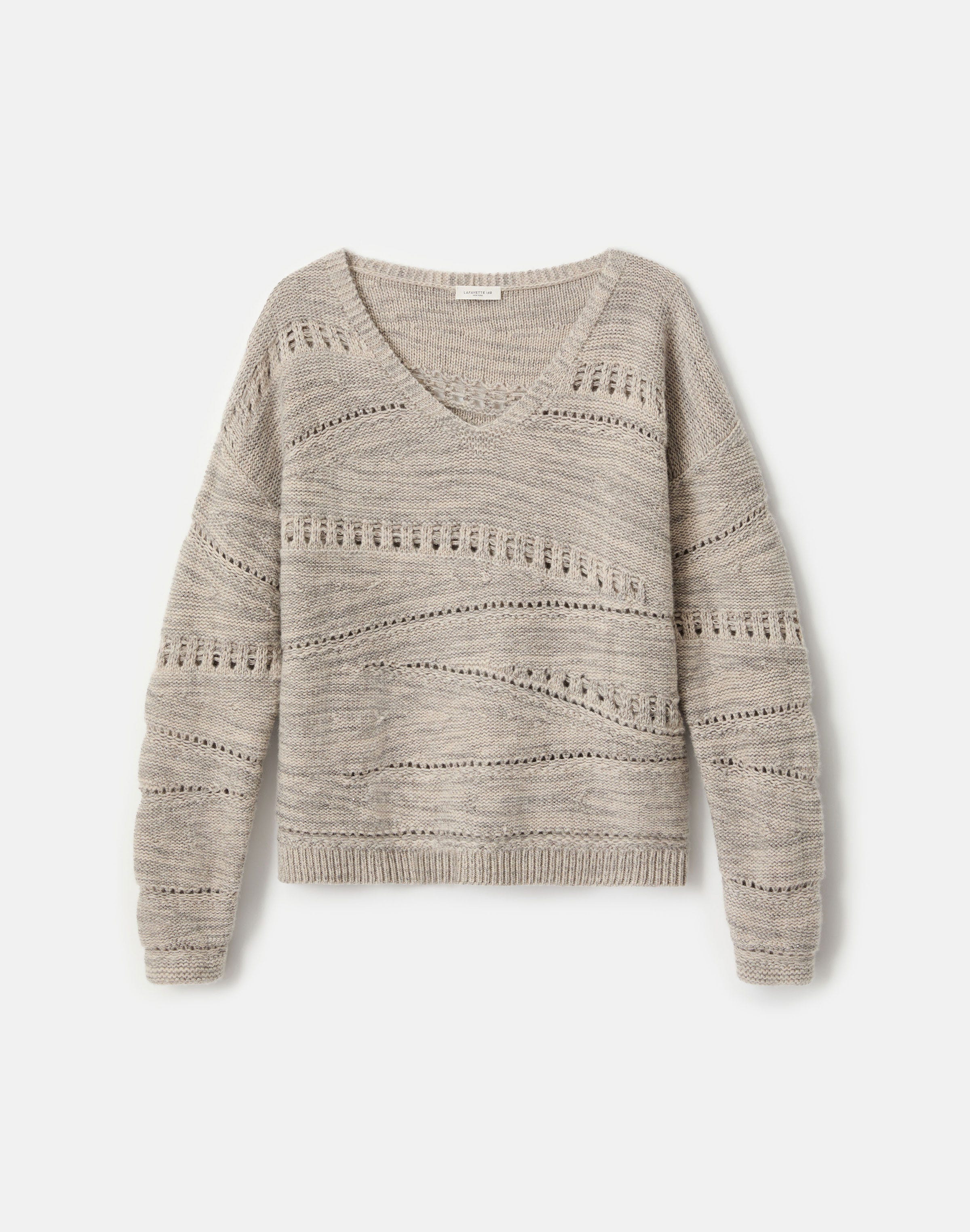 Cashmere-Sequin Silk Pointelle Asymmetric Sweater