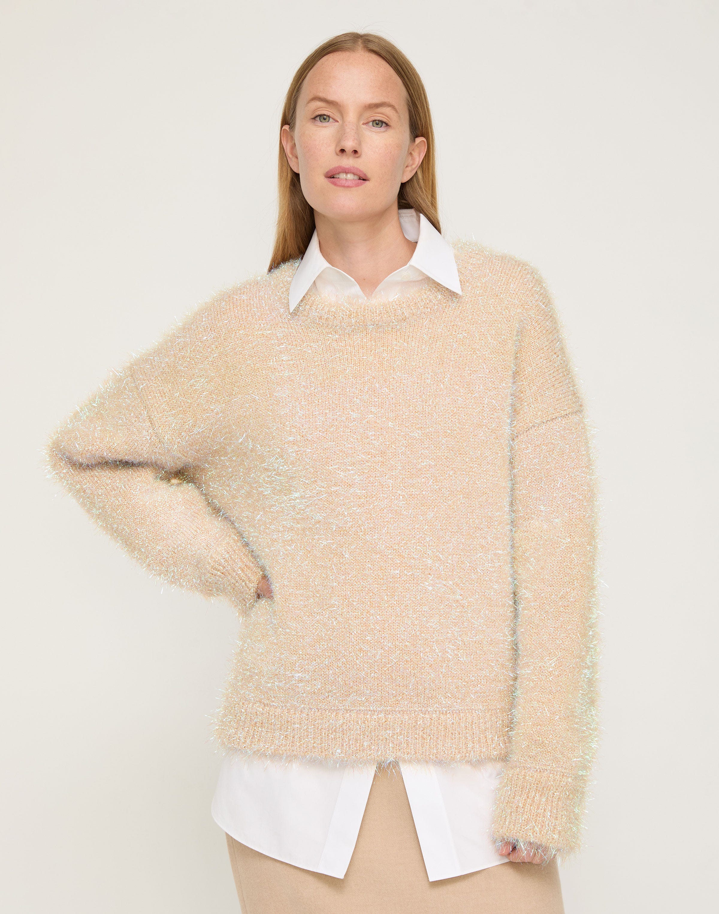 Iridescent Tinsel Fringe Sweater