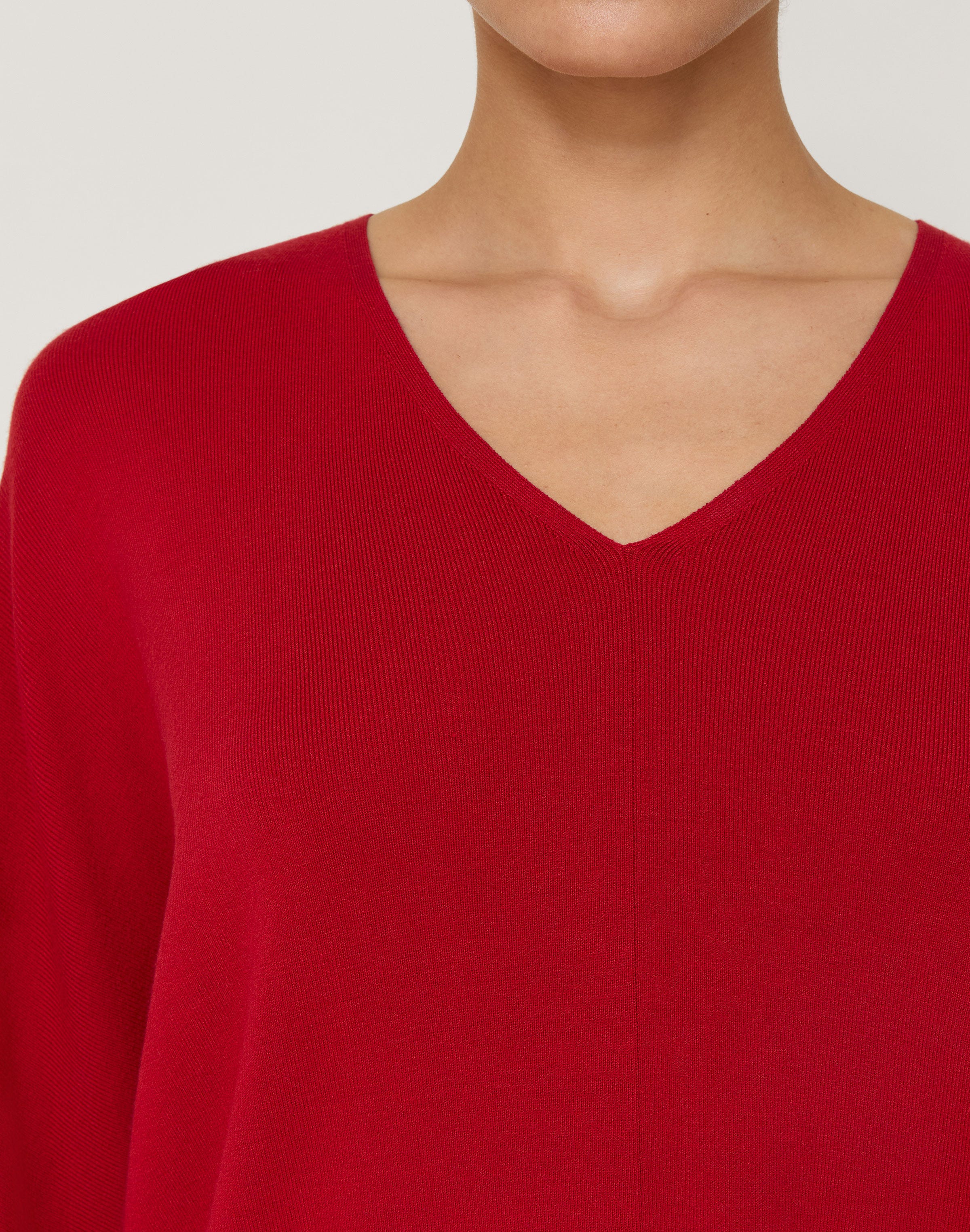 Plus-Size Responsible Matte Crepe Ribbed V-Neck Sweater