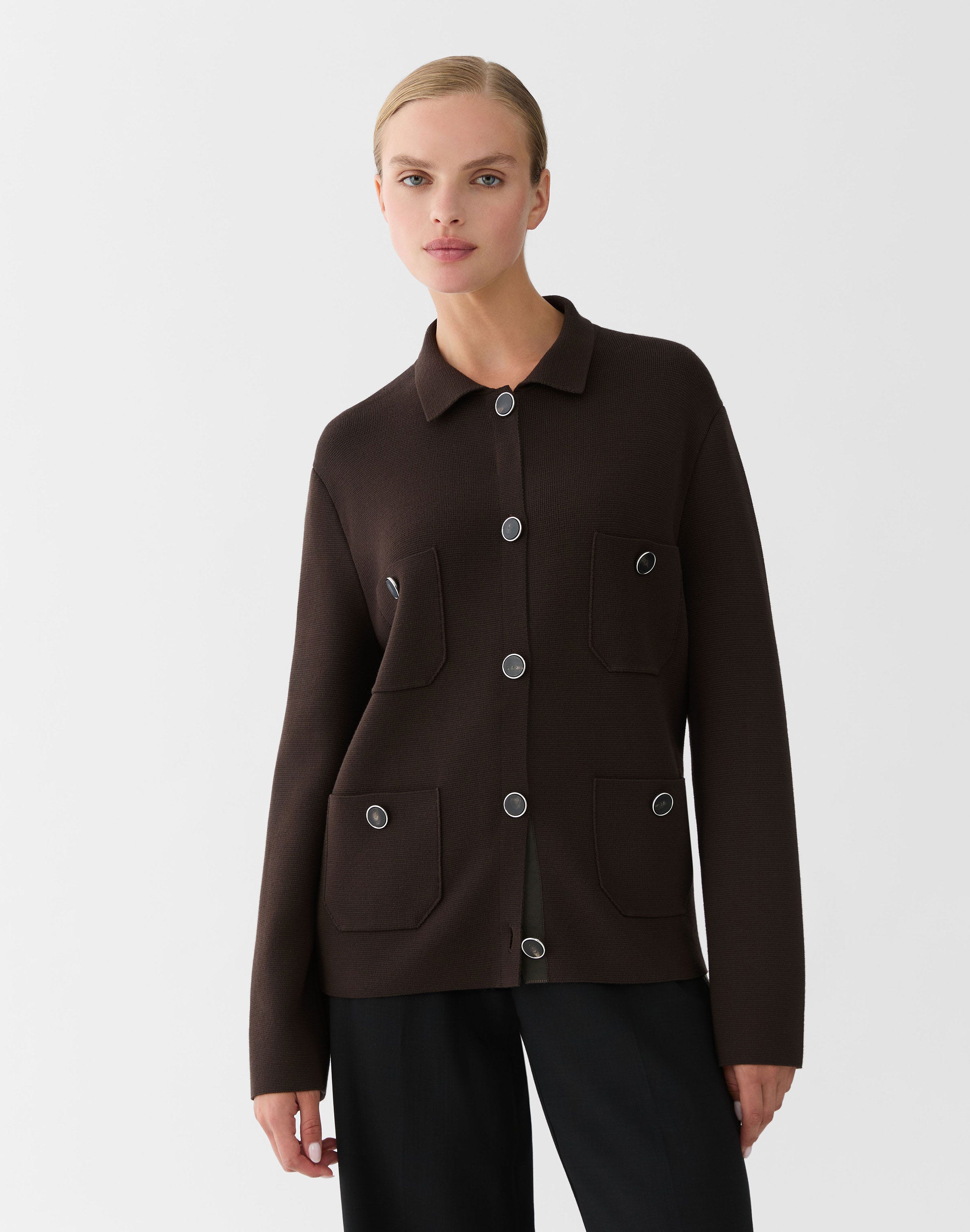 Responsible Matte Crepe Knit Shirt Jacket