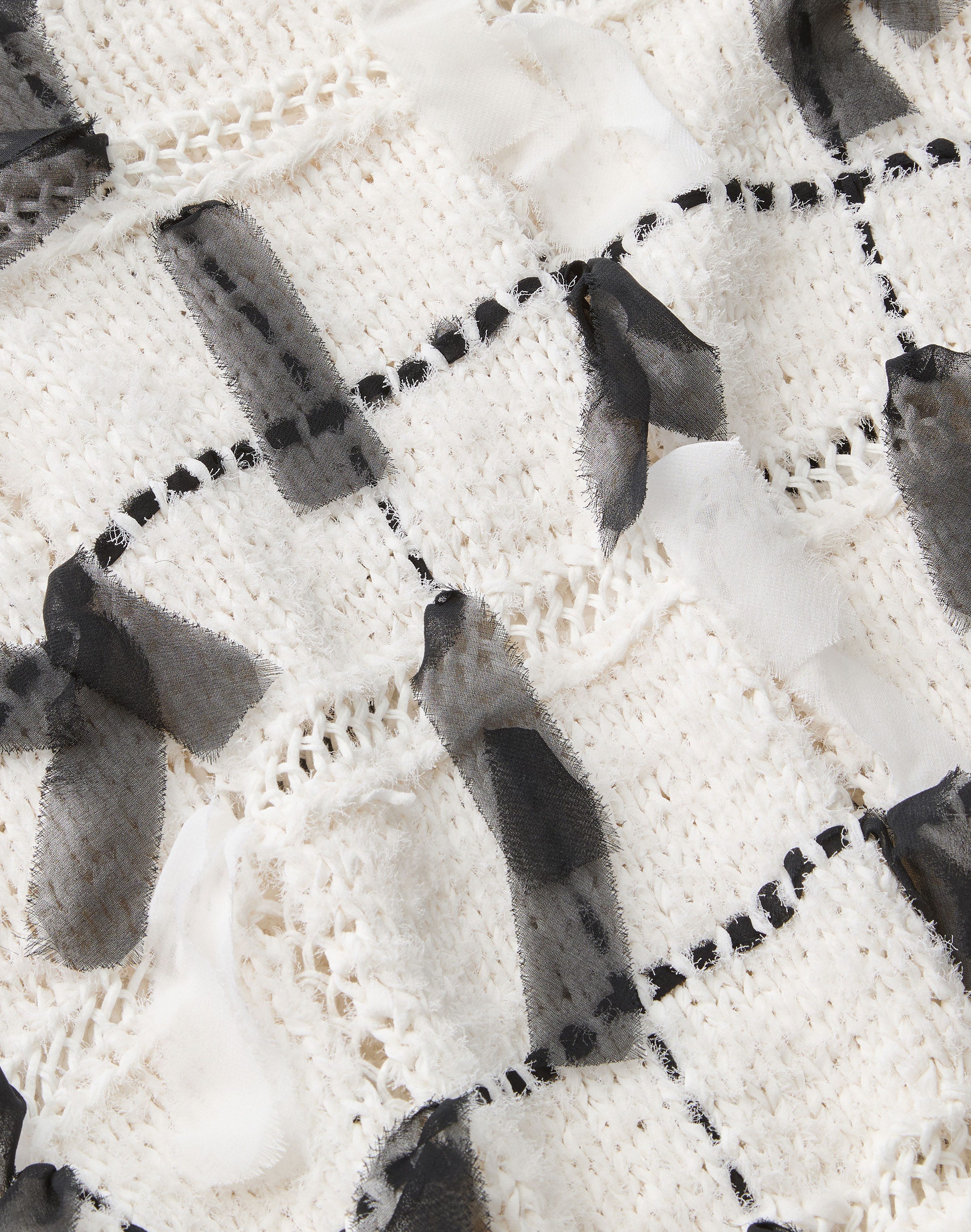 Hand Knit Grid Silk Fringed Oversized Sweater
