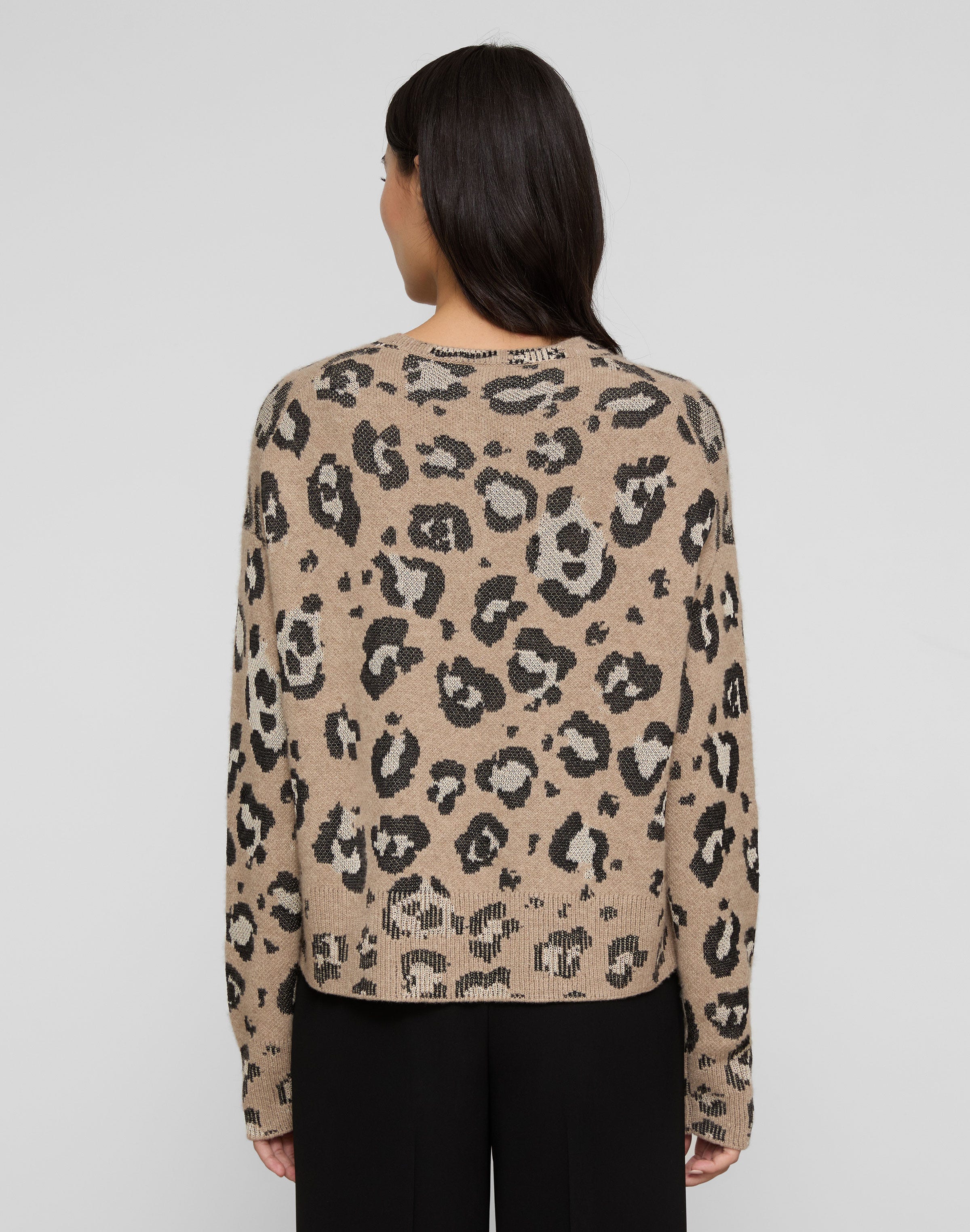 Leopard Jacquard Cashmere-Finespun Voile  Cardigan